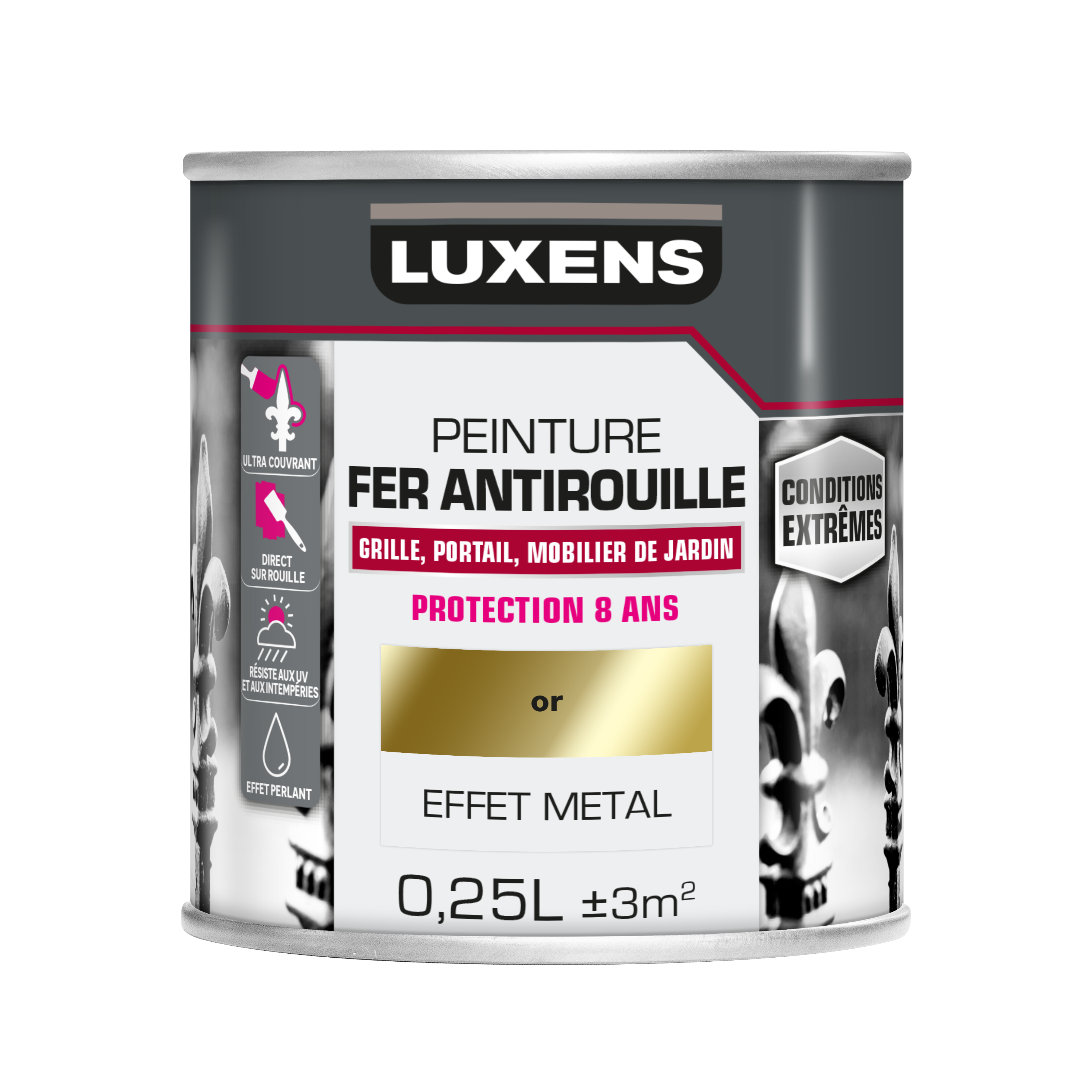 Peinture extérieure fer Conditions extrêmes LUXENS or RAL 1036 250Ml - 3