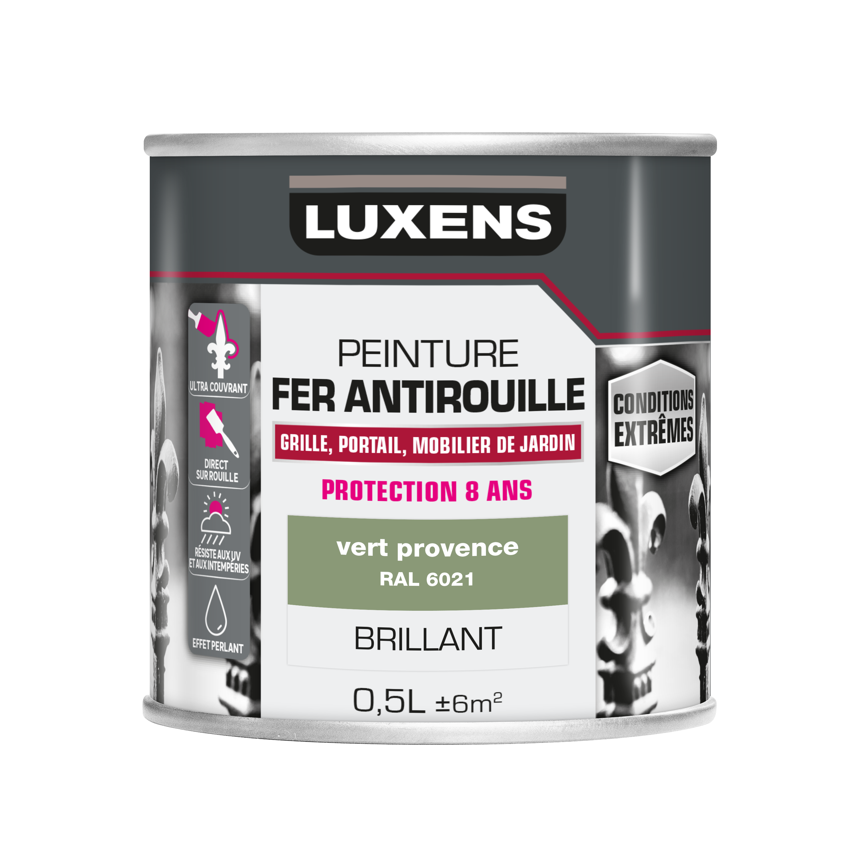 Peinture extérieure fonte, acier, fer Conditions extrêmes LUXENS vert provence b - 2