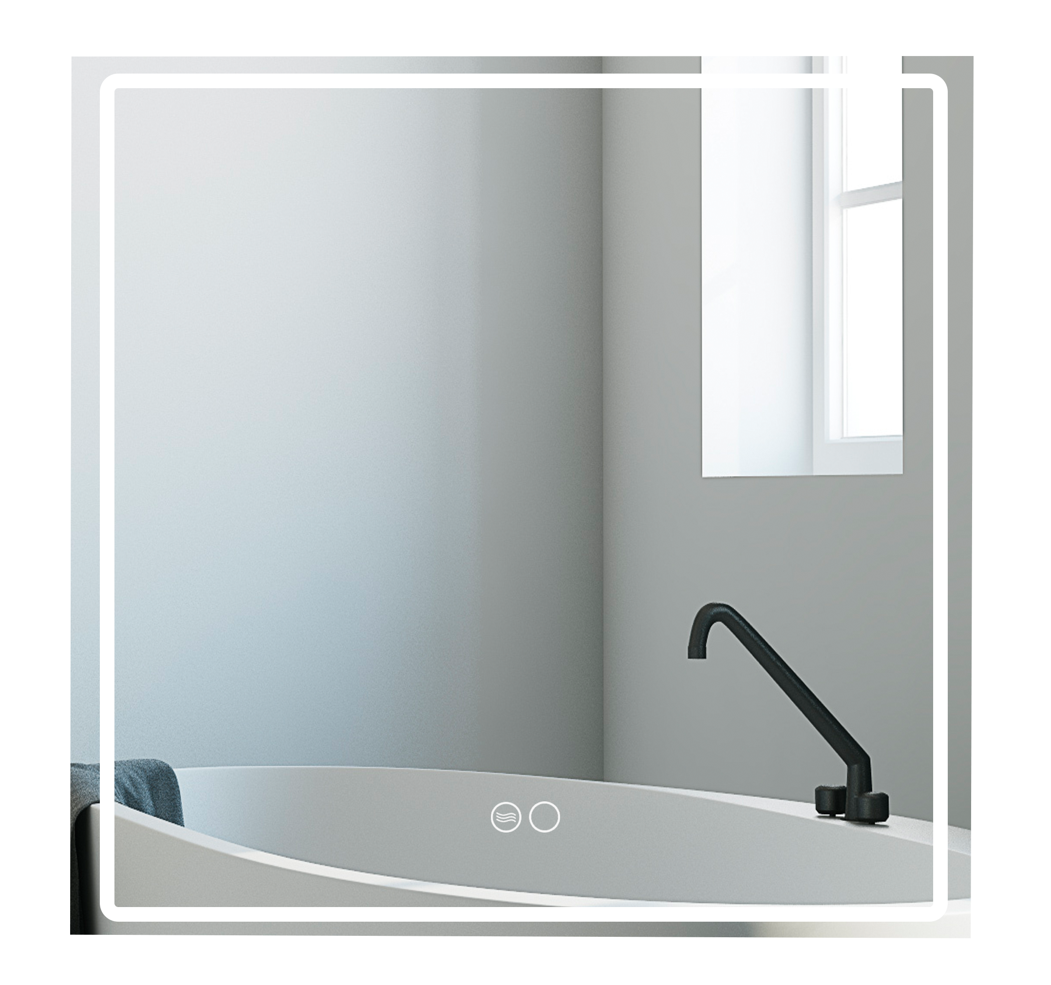 ESPEJO DE BAÑO CON LUZ LED MARC 80X80CM - 2