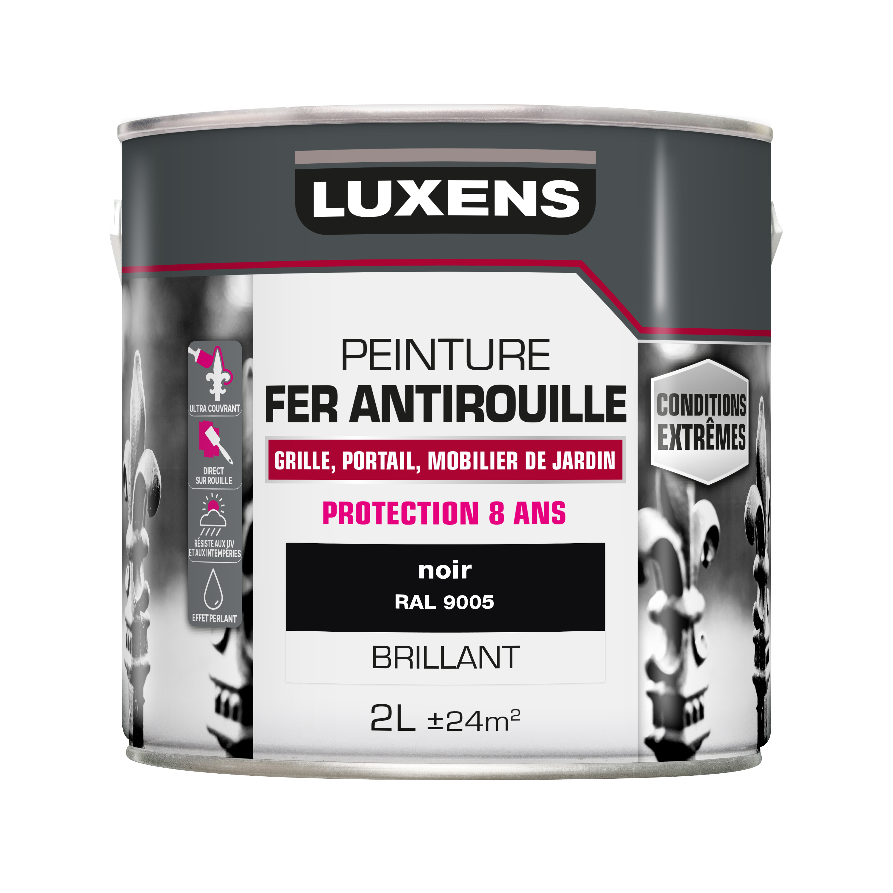 Peinture extérieure fonte, acier, fer Conditions extrêmes LUXENS noir brillant   - 3