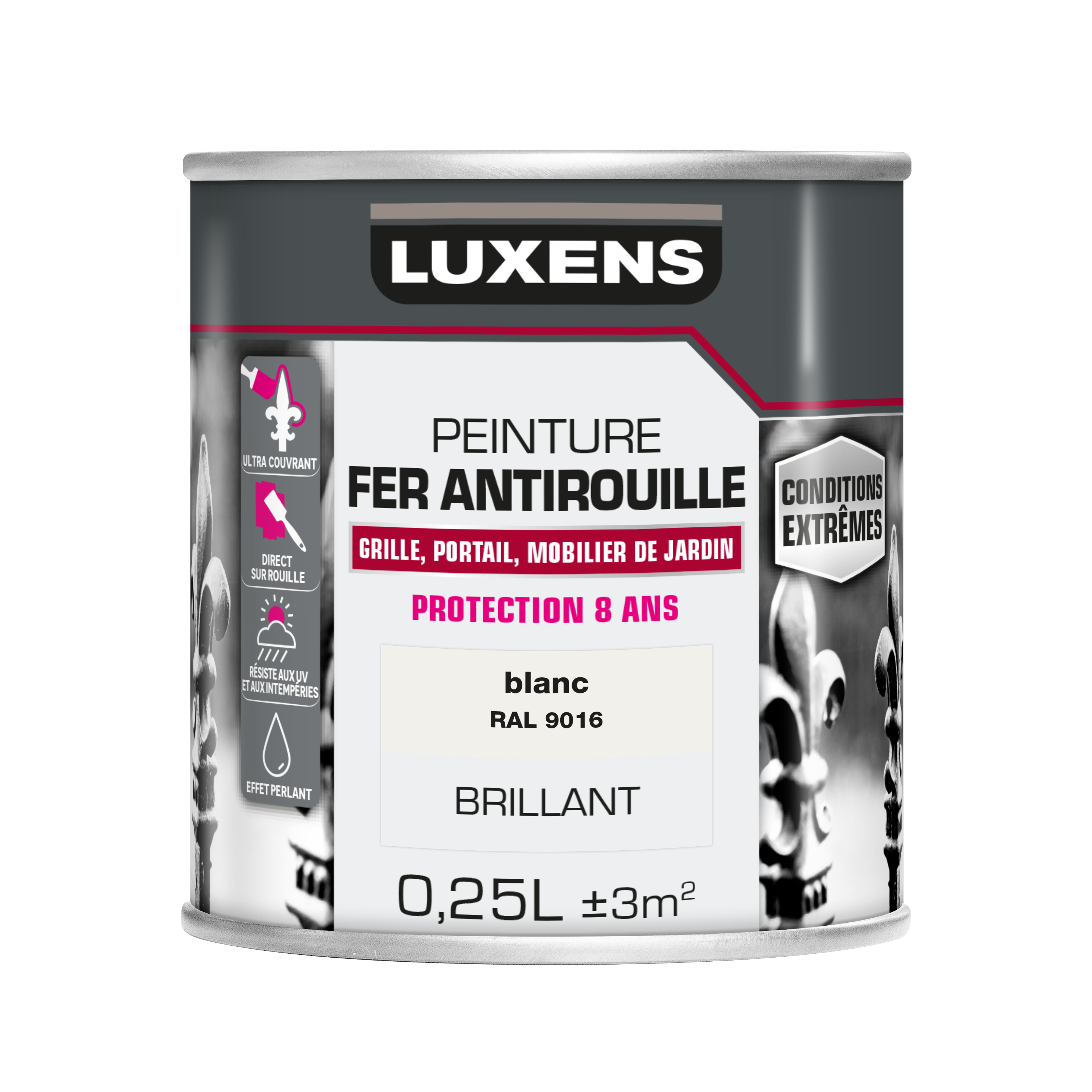 Peinture extérieure fer Conditions extrêmes LUXENS blanc brillant 0.25l - 3