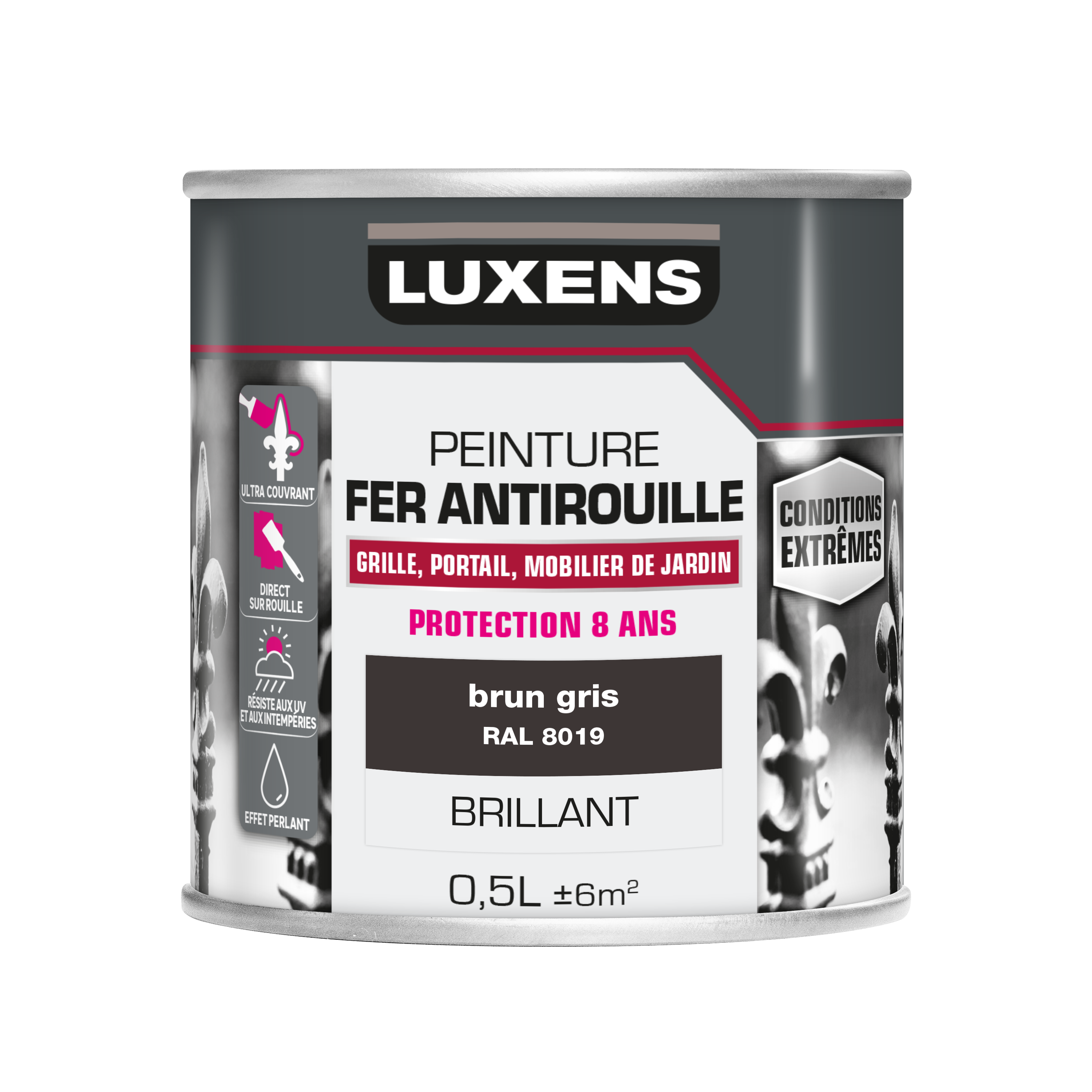 Peinture extérieure fonte, acier, fer Conditions extrêmes LUXENS brun gris brill - 3