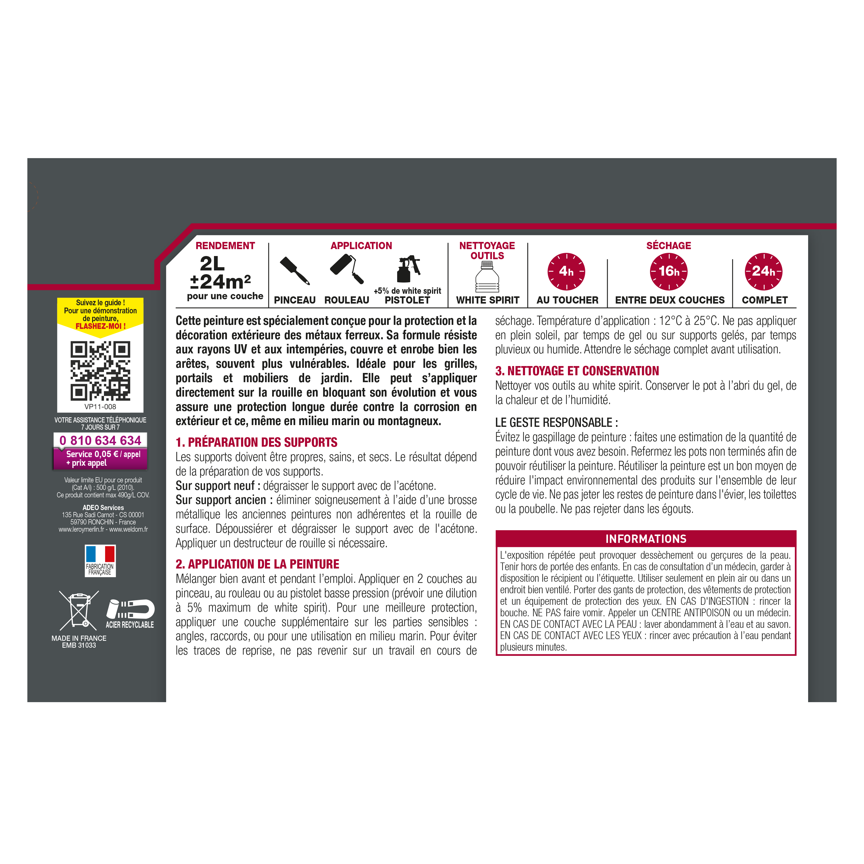 Peinture extérieure fer Conditions extrêmes LUXENS gris anthracite brillant 2l - 3