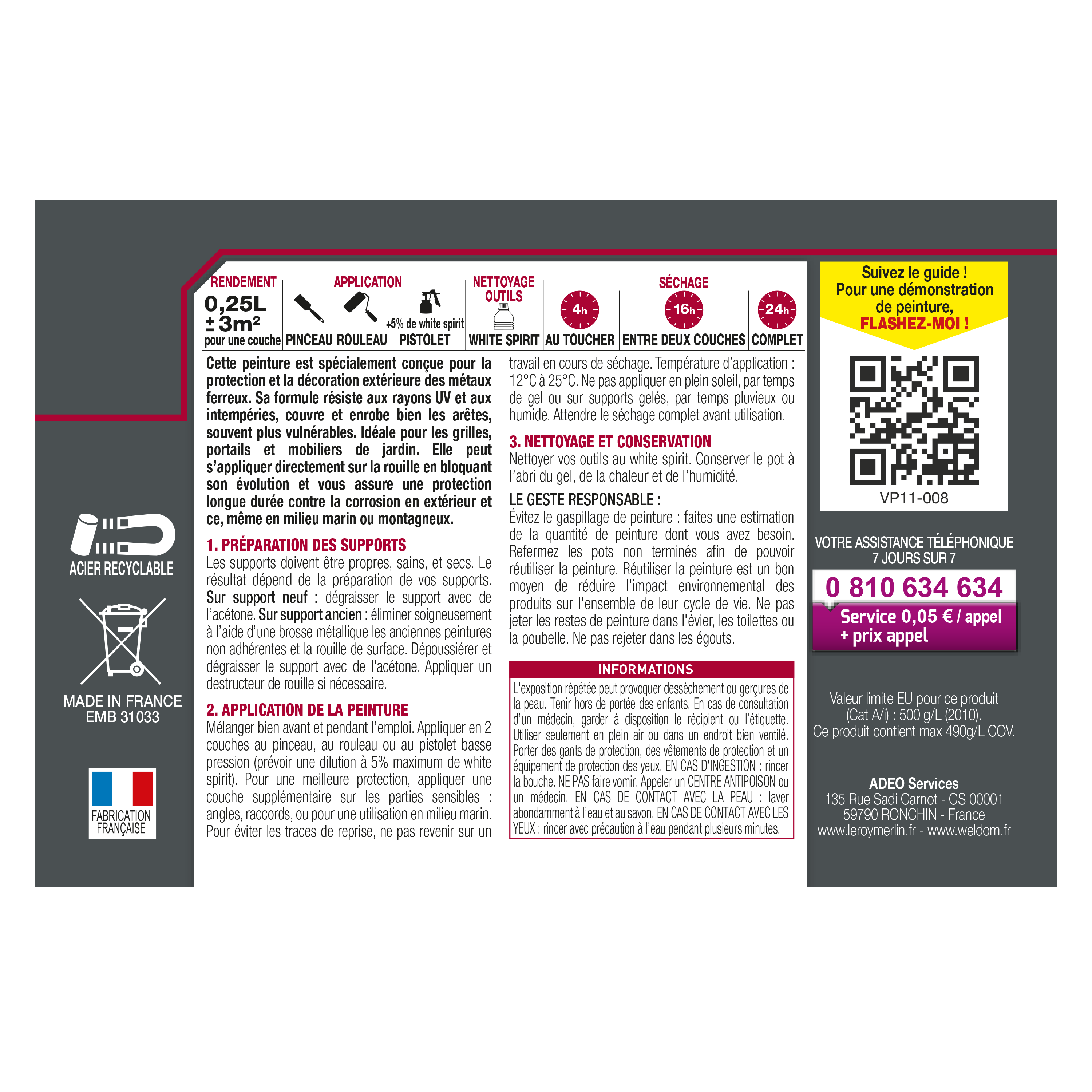 Peinture extérieure fer Conditions extrêmes LUXENS blanc satiné 0.25l - 3