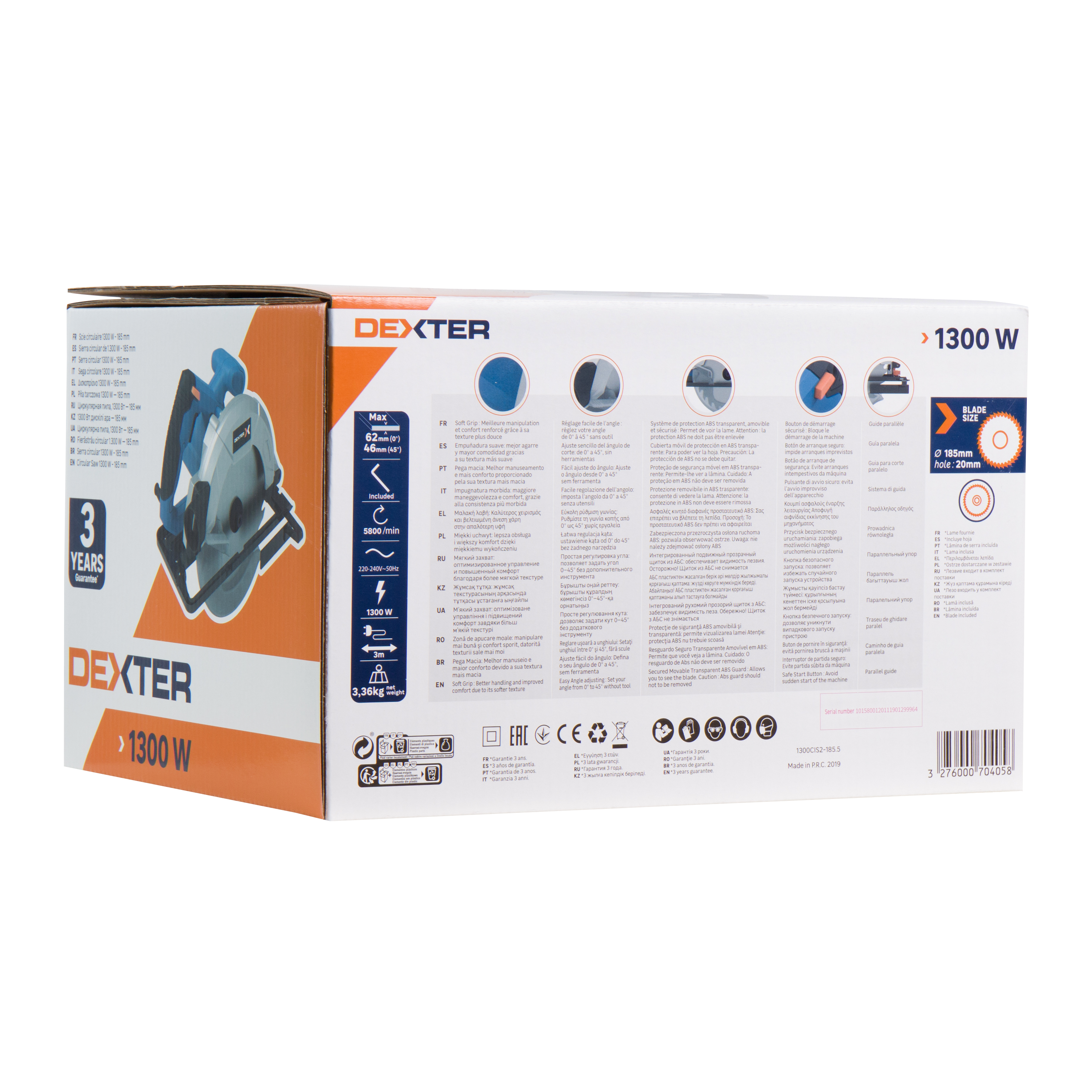 Serra circular com fios 1300 w 185 mm Dexter - 7