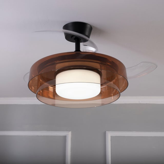 Ventilador de techo con luz silencioso DC 19W con mando ø90 cm Many INSPIRE cobre luz CCT 3 aspas retráctiles tipo lámpara| 6 velocidades| modo verano/invierno| temporizador| brisa| recomendado para <13m²