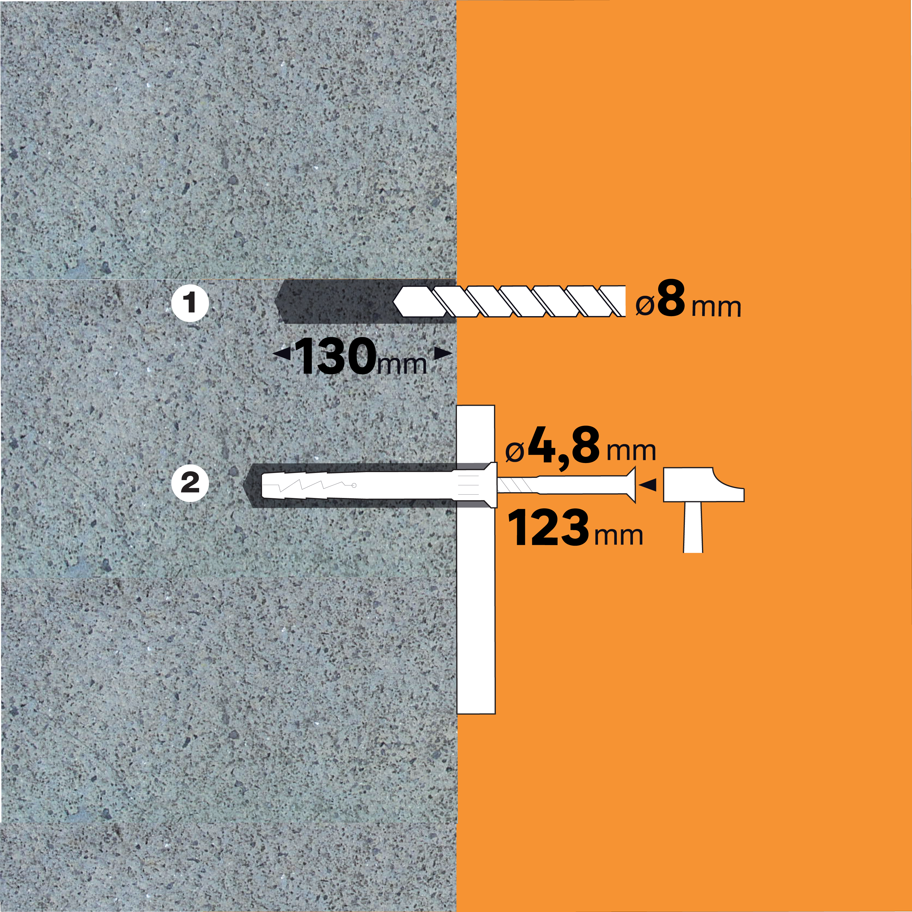Lot de 40 Cheville murale avec vis STANDERS, Ø 8 x L.120 mm - 5