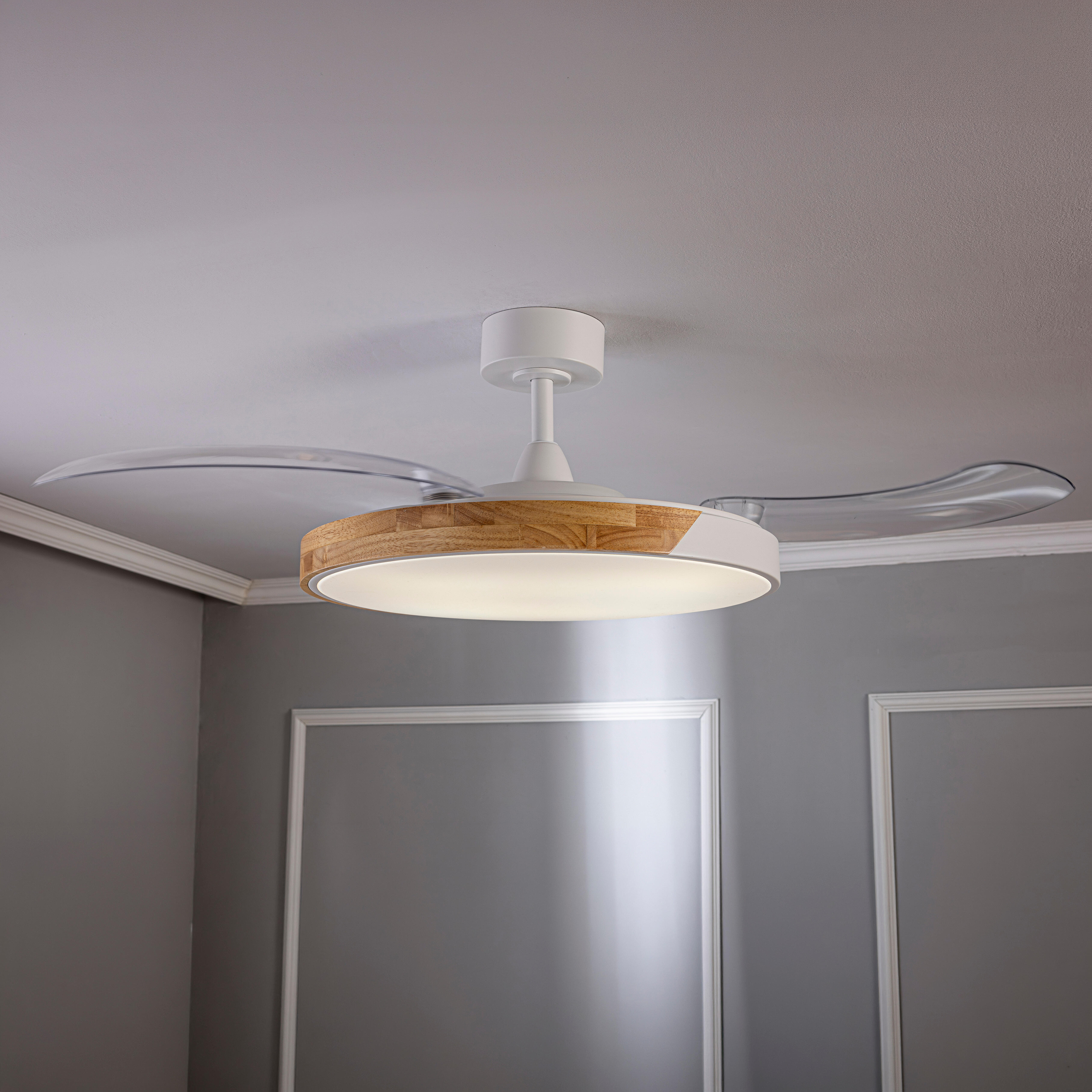 Ventilador de techo con luz silencioso DC 30W con mando ø122 cm Furtuna INSPIRE blanco luz CCT 3 aspas retráctiles tipo lámpara| 6 velocidades| modo verano/invierno| temporizador| brisa| recomendado de 20 a 40m² - 8
