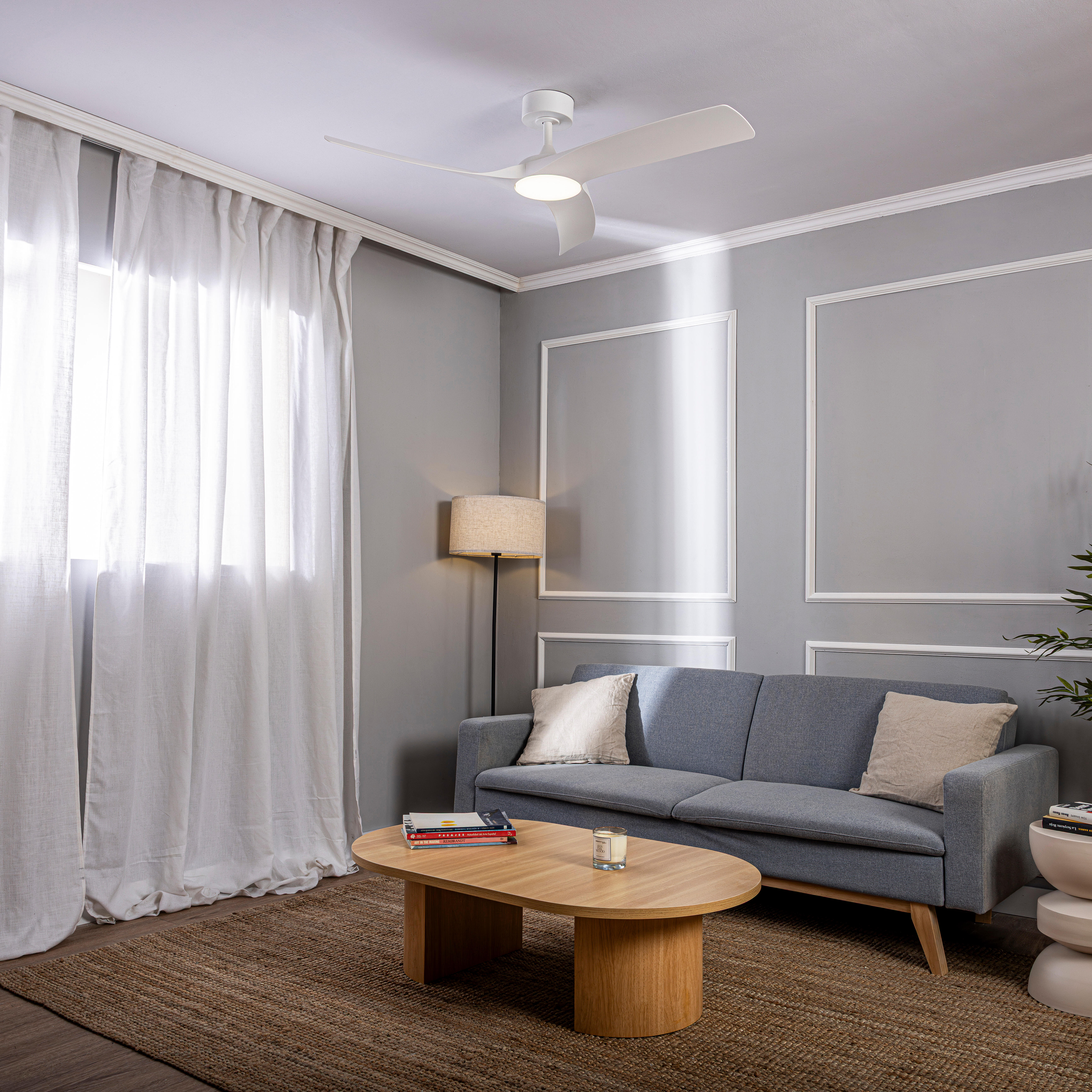 Ventilador de techo con luz silencioso DC 40W con mando WiFi/ APP ø132 cm Tokyo Plus INSPIRE blanco luz CCT 3 aspas| 6 velocidades| modo verano/invierno| brisa| temporizador| recomendado de 20 a 40m² - 7