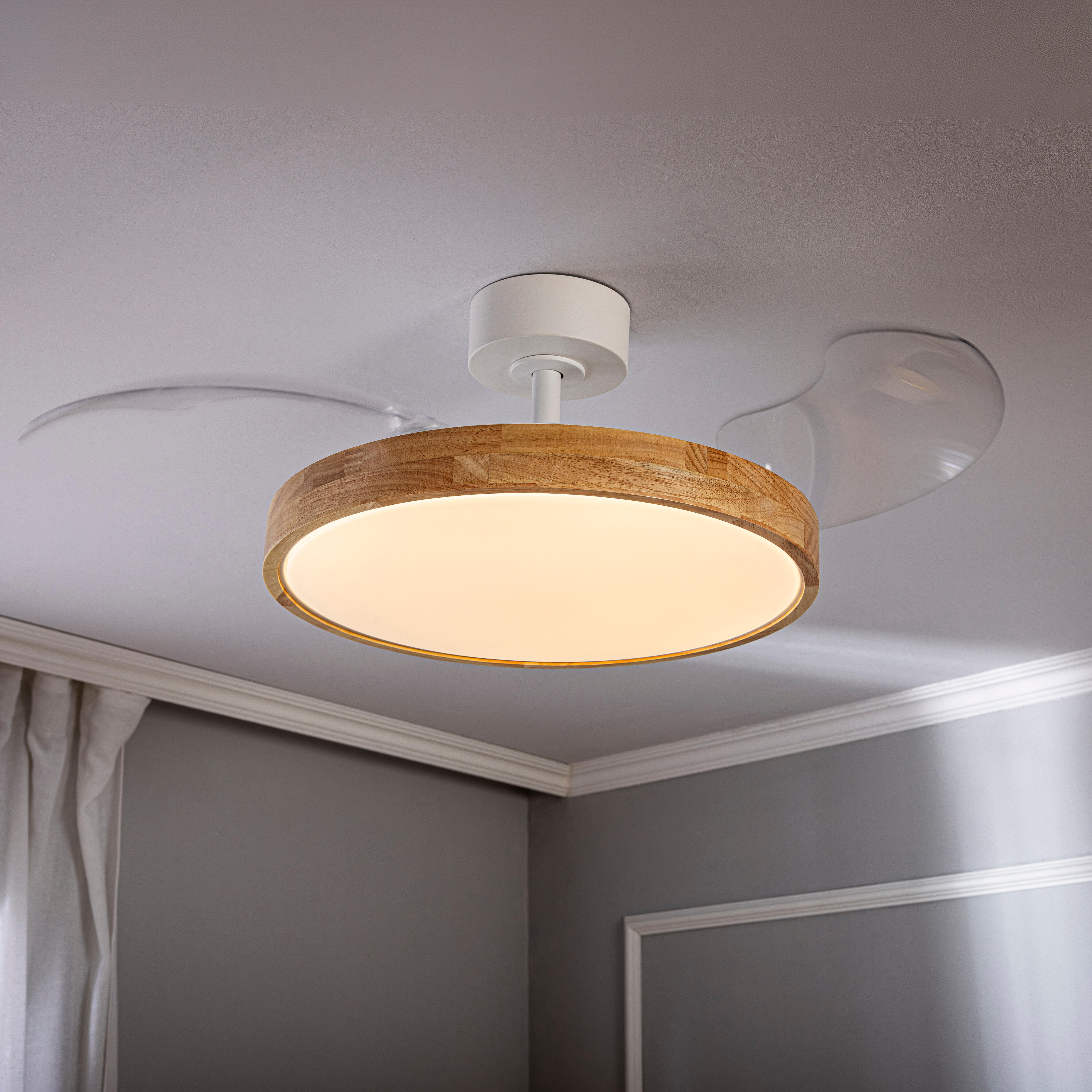 Ventilador de techo con luz silencioso DC 30W con mando ø106 cm Valam INSPIRE blanco y beige luz CCT 3 aspas retráctiles tipo lámpara| 6 velocidades| modo verano/invierno| temporizador| brisa| recomendado de 13 a 20m² - 17