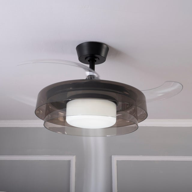 Ventilador de techo con luz silencioso DC 19W con mando ø90 cm Many INSPIRE gris luz CCT 3 aspas retráctiles tipo lámpara| 6 velocidades| modo verano/invierno| temporizador| brisa| recomendado para <13m²