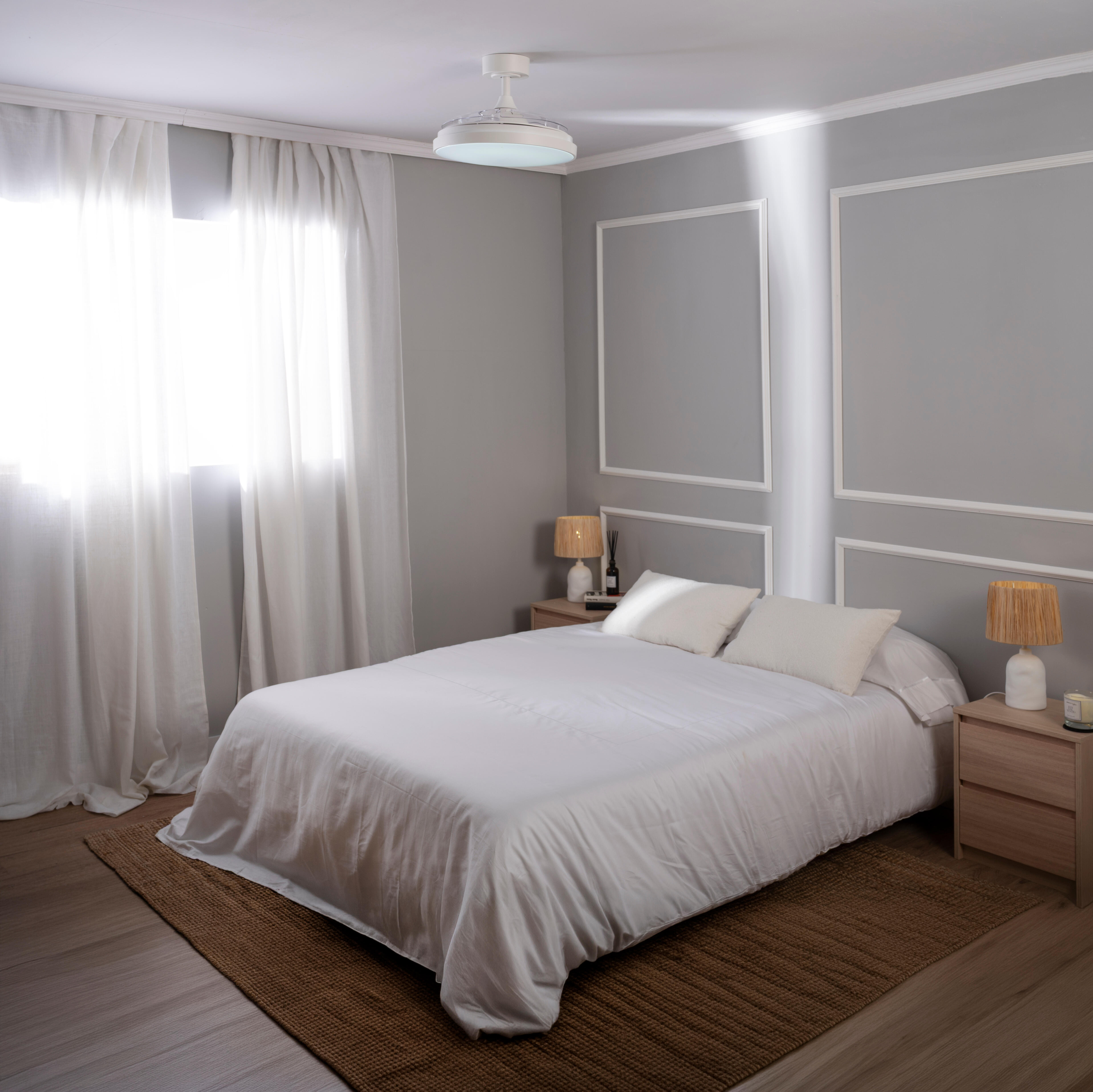 Ventilador de techo con luz silencioso DC 20W con mando ø91 cm Torrent INSPIRE blanco luz CCT 3 aspas retráctiles tipo lámpara| 6 velocidades| modo verano/invierno| temporizador| brisa| recomendado para <13m² - 6