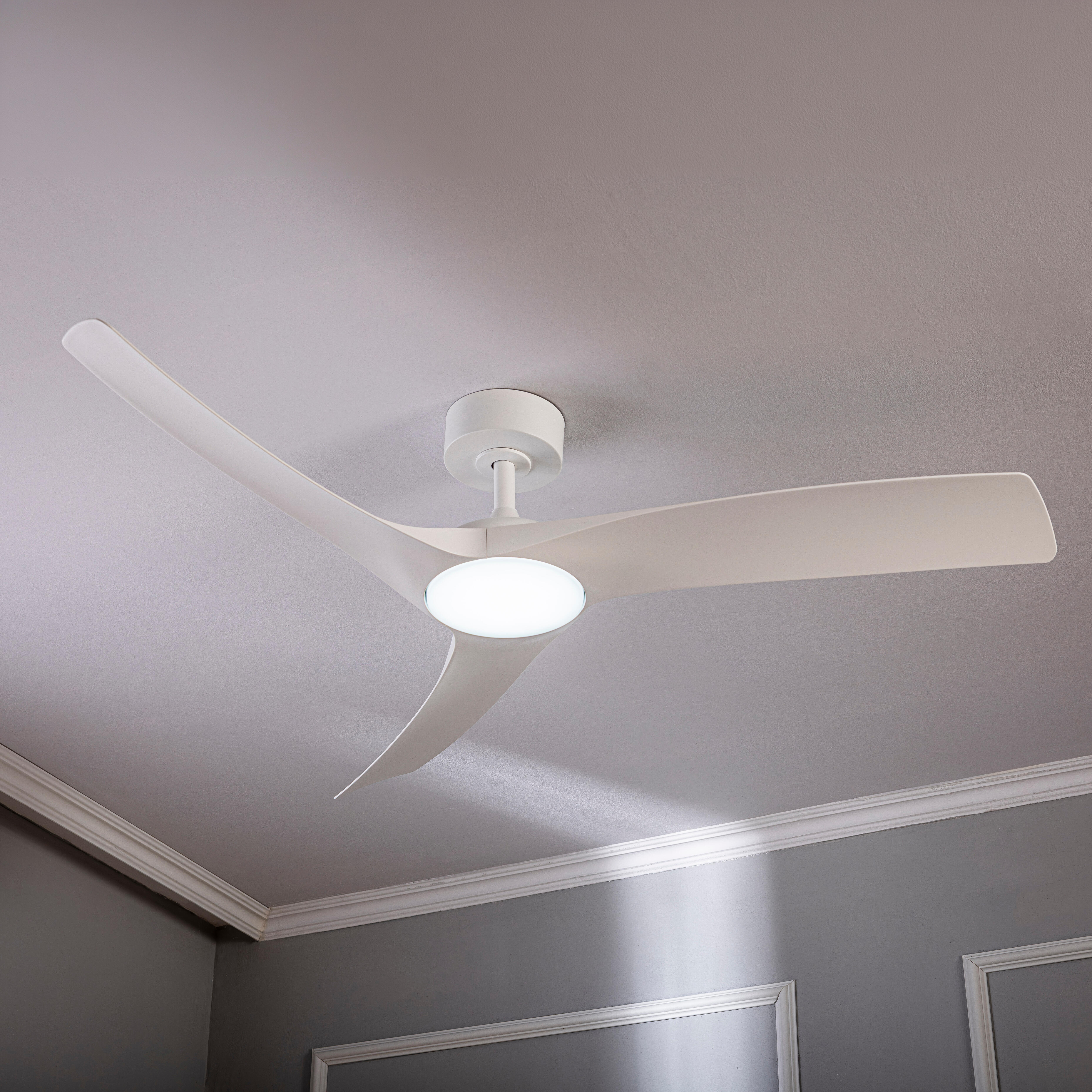 Ventilador de techo con luz silencioso DC 40W con mando WiFi/ APP ø132 cm Tokyo Plus INSPIRE blanco luz CCT 3 aspas| 6 velocidades| modo verano/invierno| brisa| temporizador| recomendado de 20 a 40m² - 2