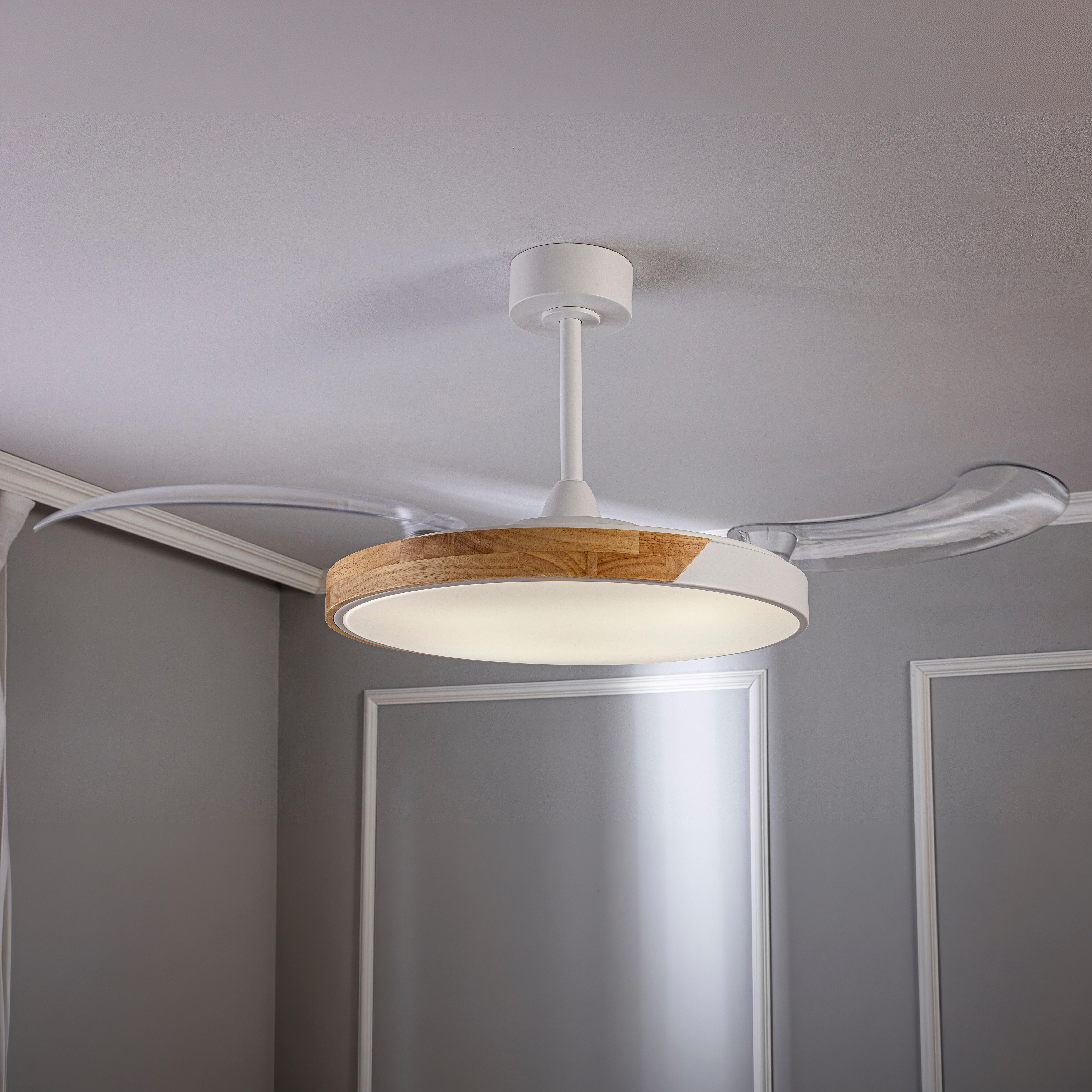 Ventilador de techo con luz silencioso DC 30W con mando ø122 cm Furtuna INSPIRE blanco luz CCT 3 aspas retráctiles tipo lámpara| 6 velocidades| modo verano/invierno| temporizador| brisa| recomendado de 20 a 40m² - 16