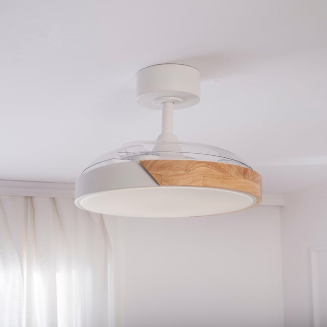 Ventilador de techo con luz silencioso DC 22W con mando ø91 cm Furtuna INSPIRE blanco luz CCT 3 aspas retráctiles tipo lámpara| 6 velocidades| modo verano/invierno| temporizador| brisa| recomendado para <13m²