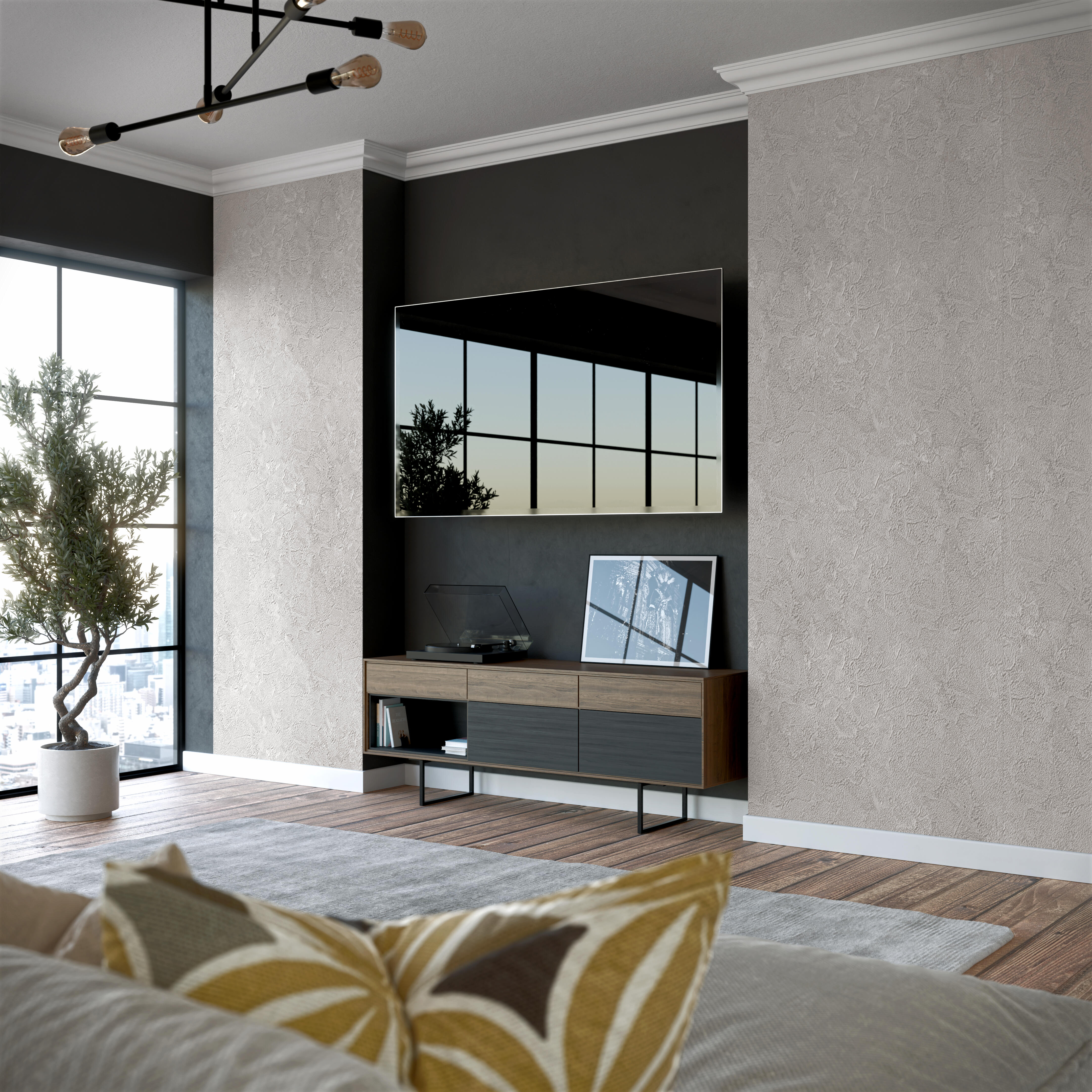 Panele ścienne samoprzylepne w rolce poliuretan 280x60 cm Beton ciemny szary PSBR-C1002 - 2