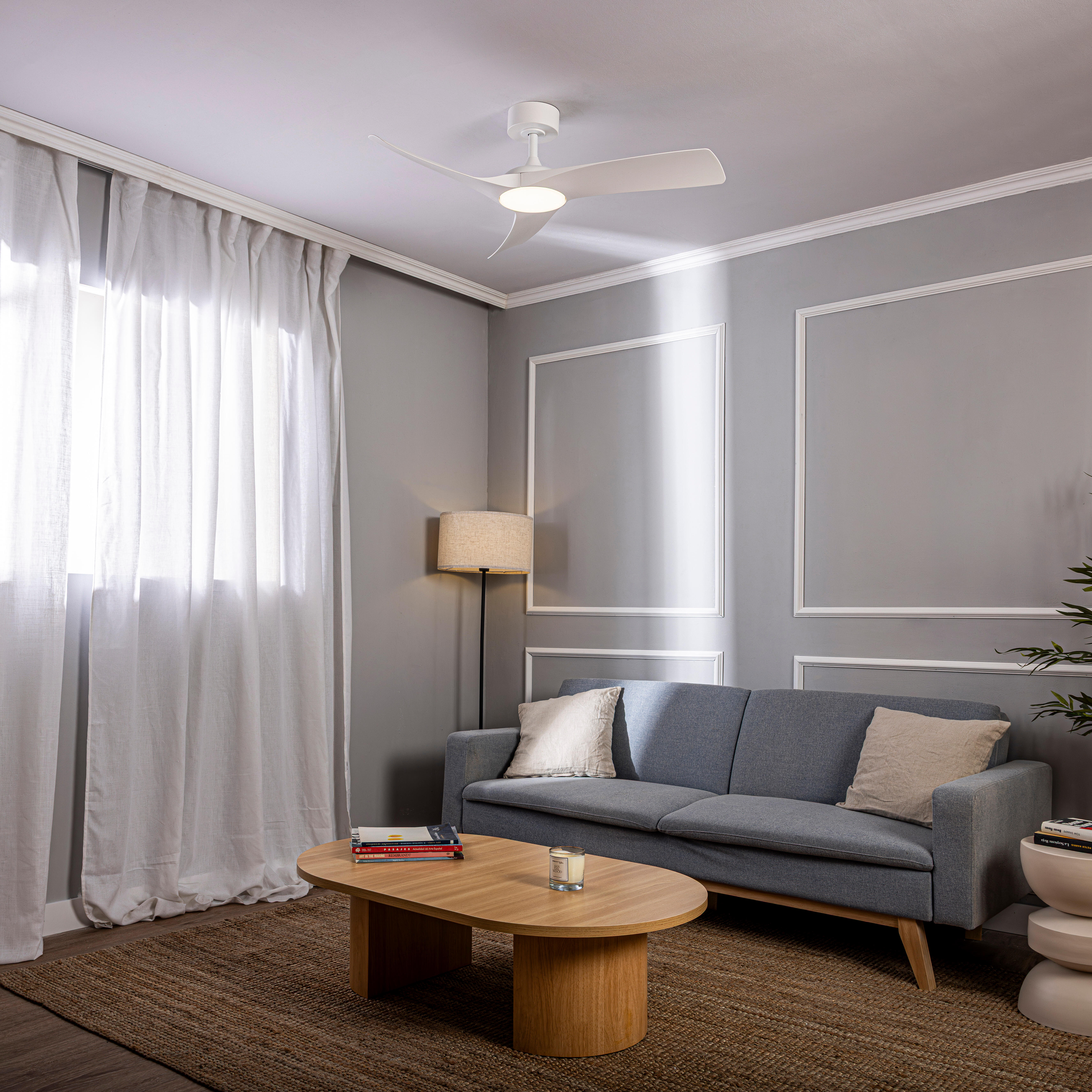 Ventilador de techo con luz silencioso DC 34W con mando WiFi/ APP ø112 cm Aruba Plus INSPIRE blanco luz CCT 3 aspas| 6 velocidades| modo verano/invierno| brisa| temporizador| recomendado de 13 a 20m² - 7