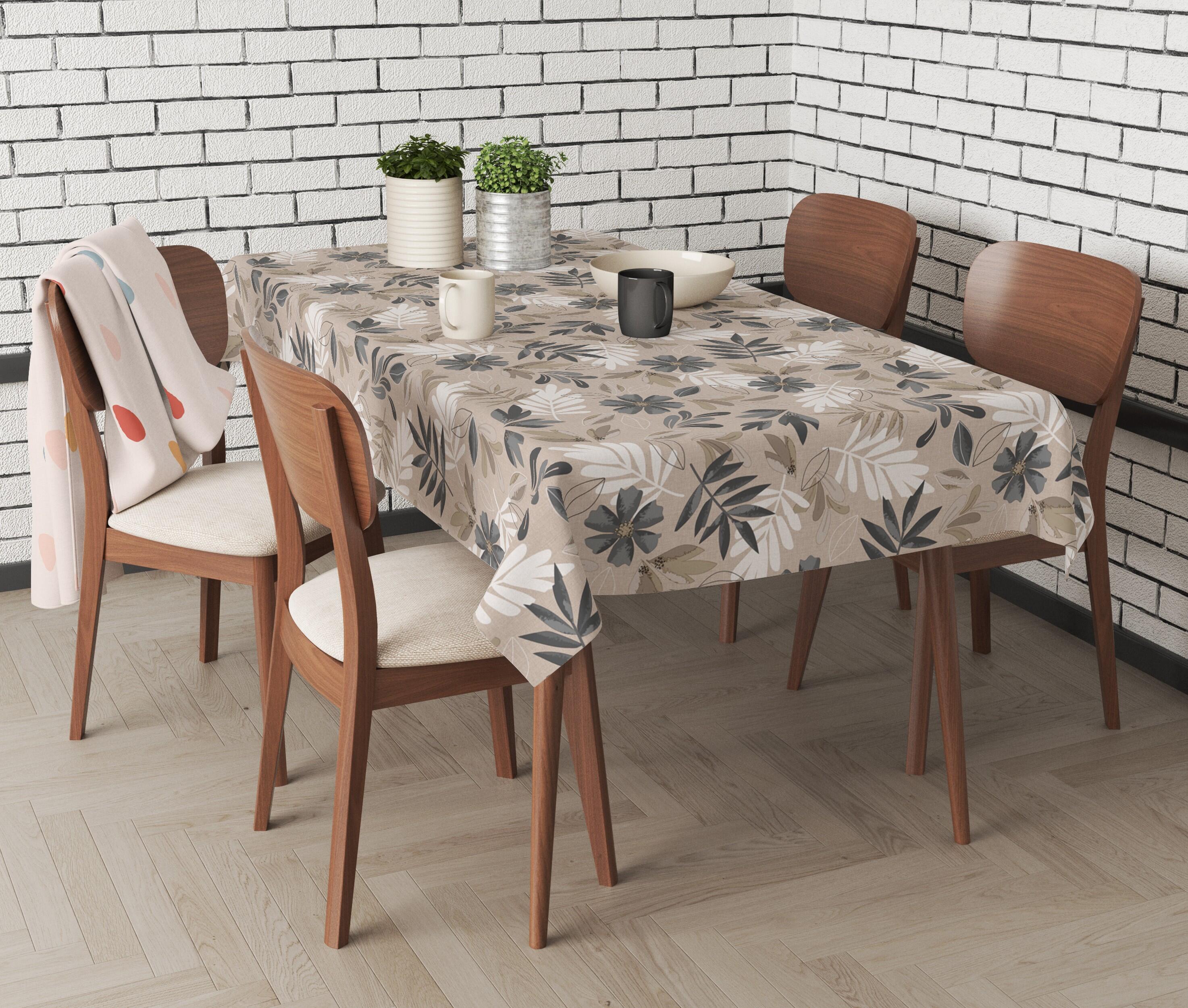 Obrus ceratowy Gordes 120 x 140 cm PVC beżowo-szary w kwiaty