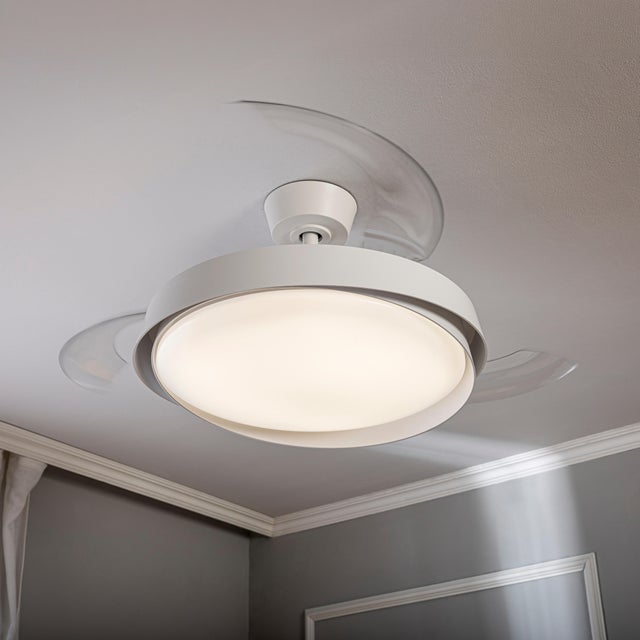 Ventilador de techo con luz silencioso DC 26W con mando ø105 cm Khung INSPIRE blanco luz CCT 3 aspas retráctiles tipo lámpara| 6 velocidades| modo verano/invierno| temporizador| brisa| recomendado de 13 a 20m²