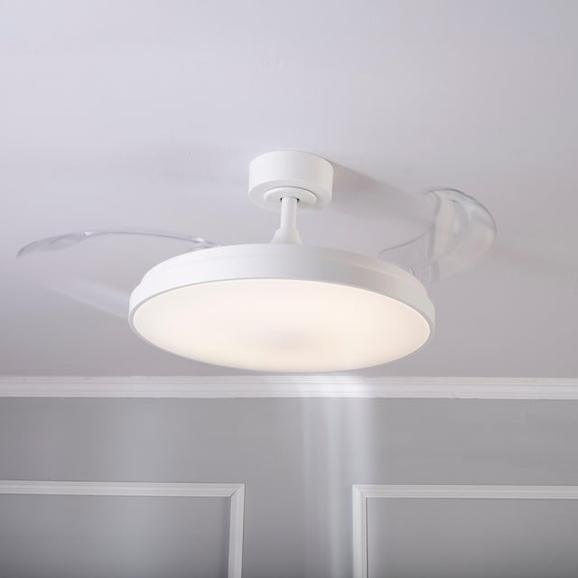 Ventilador de techo con luz silencioso DC 22W con mando ø106 cm Torrent INSPIRE blanco luz CCT 3 aspas retráctiles tipo lámpara| 6 velocidades| modo verano/invierno| temporizador| brisa| recomendado de 13 a 20m²