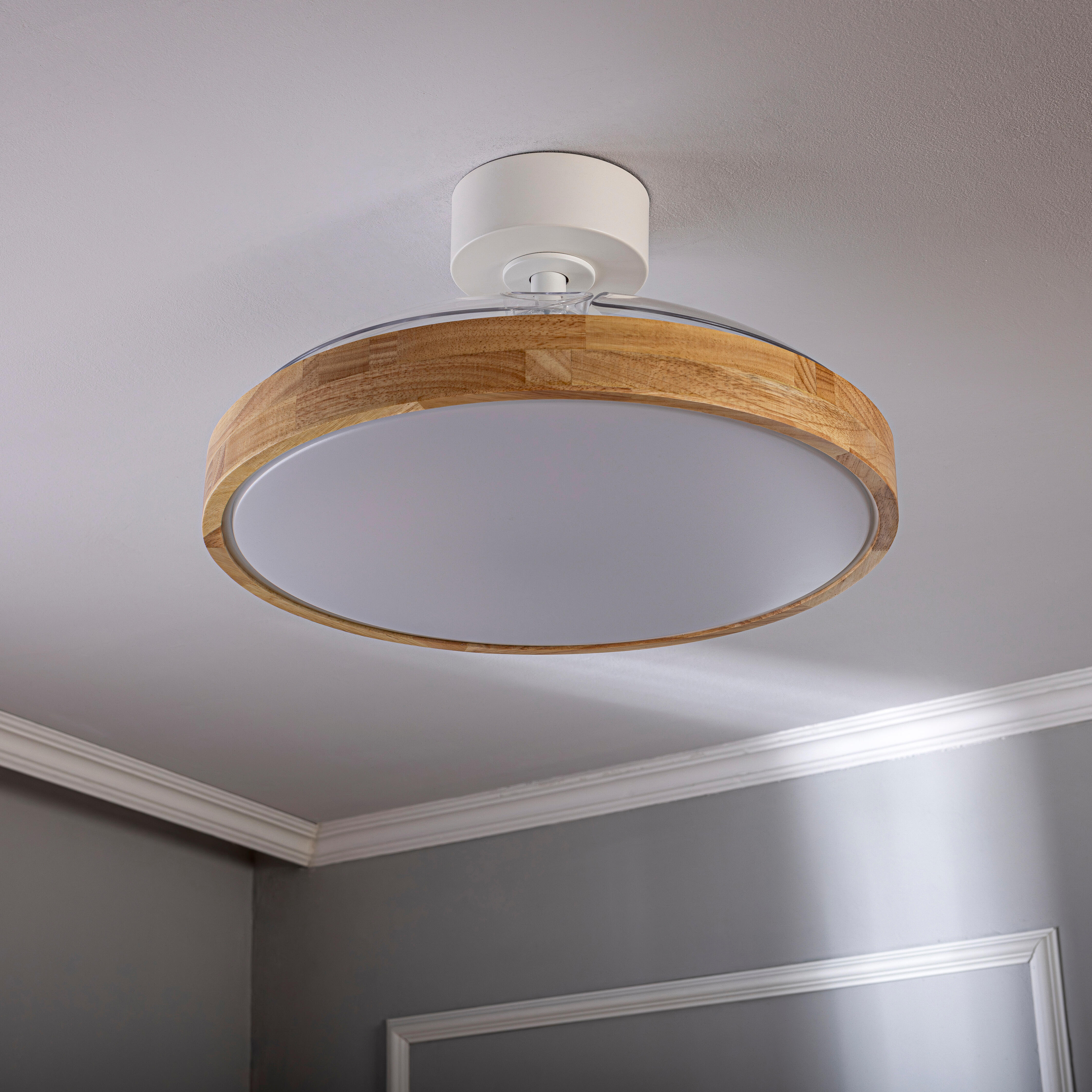 Ventilador de techo con luz silencioso DC 30W con mando ø106 cm Valam INSPIRE blanco y beige luz CCT 3 aspas retráctiles tipo lámpara| 6 velocidades| modo verano/invierno| temporizador| brisa| recomendado de 13 a 20m² - 15