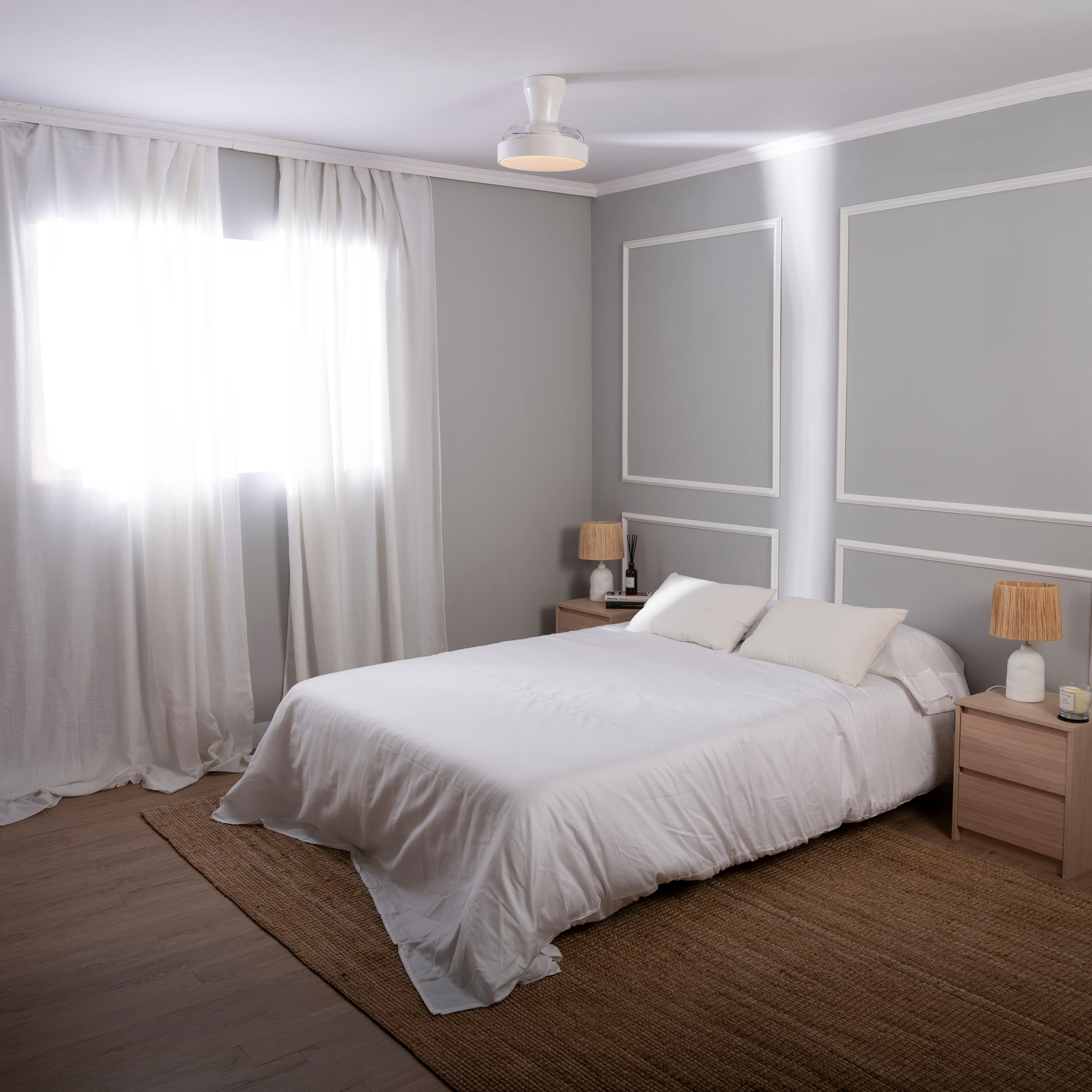 Ventilador de techo con luz silencioso DC 21W con mando ø55 cm Torrent INSPIRE blanco luz CCT 3 aspas retráctiles tipo lámpara| 6 velocidades| modo verano/invierno| temporizador| brisa| recomendado para <13m² - 5