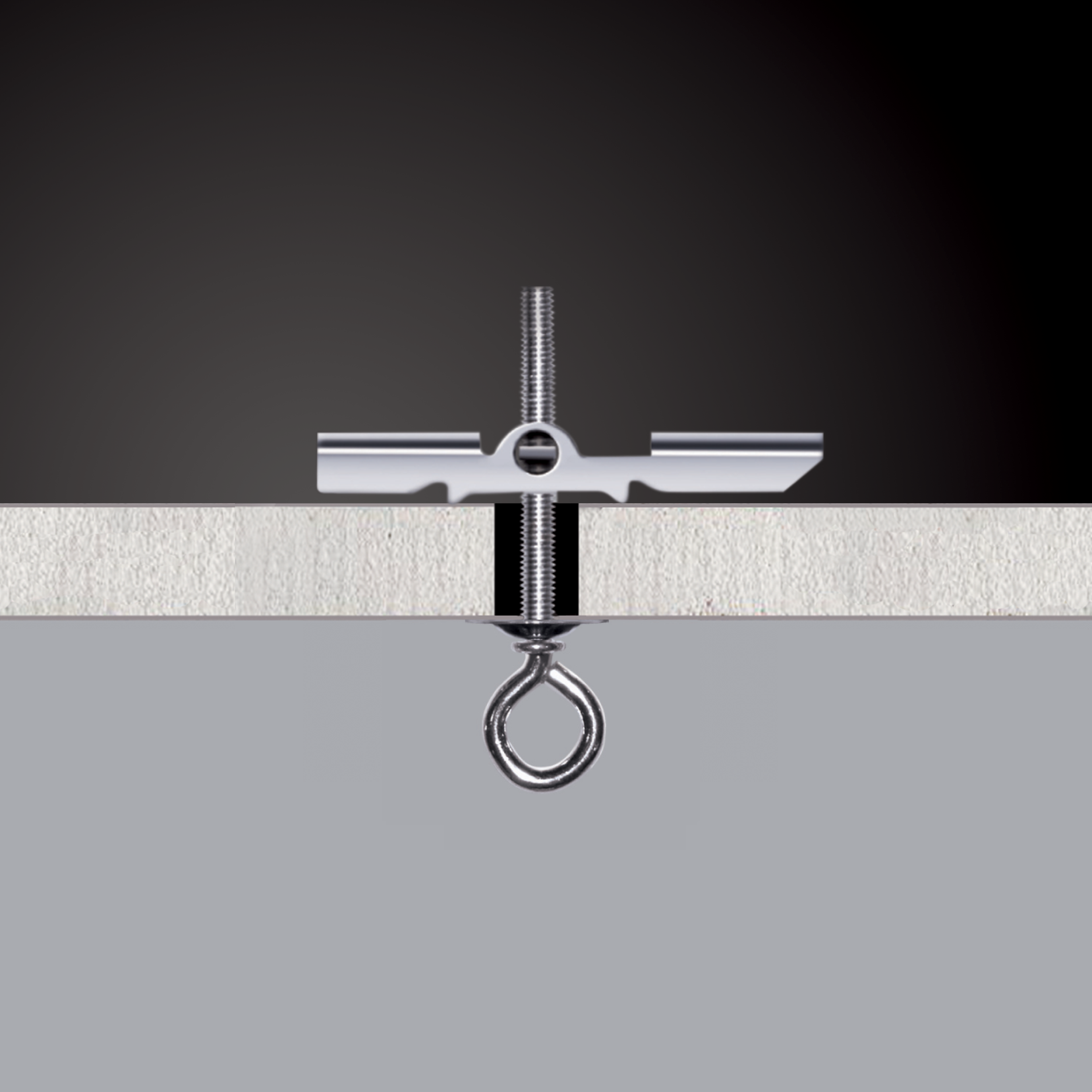 2 buchas de metal teto falso 9x49 mm + gancho 4x100 mm - 2