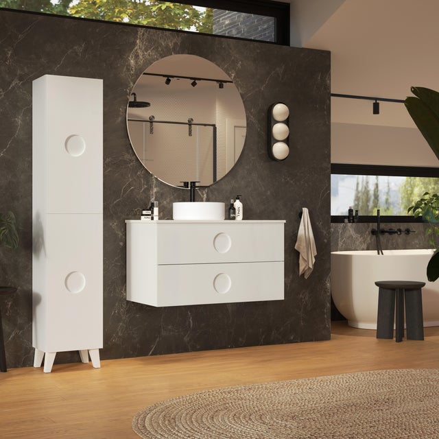 Mueble de baño con lavabo  New Sphere blanco brillante 100x45 cm