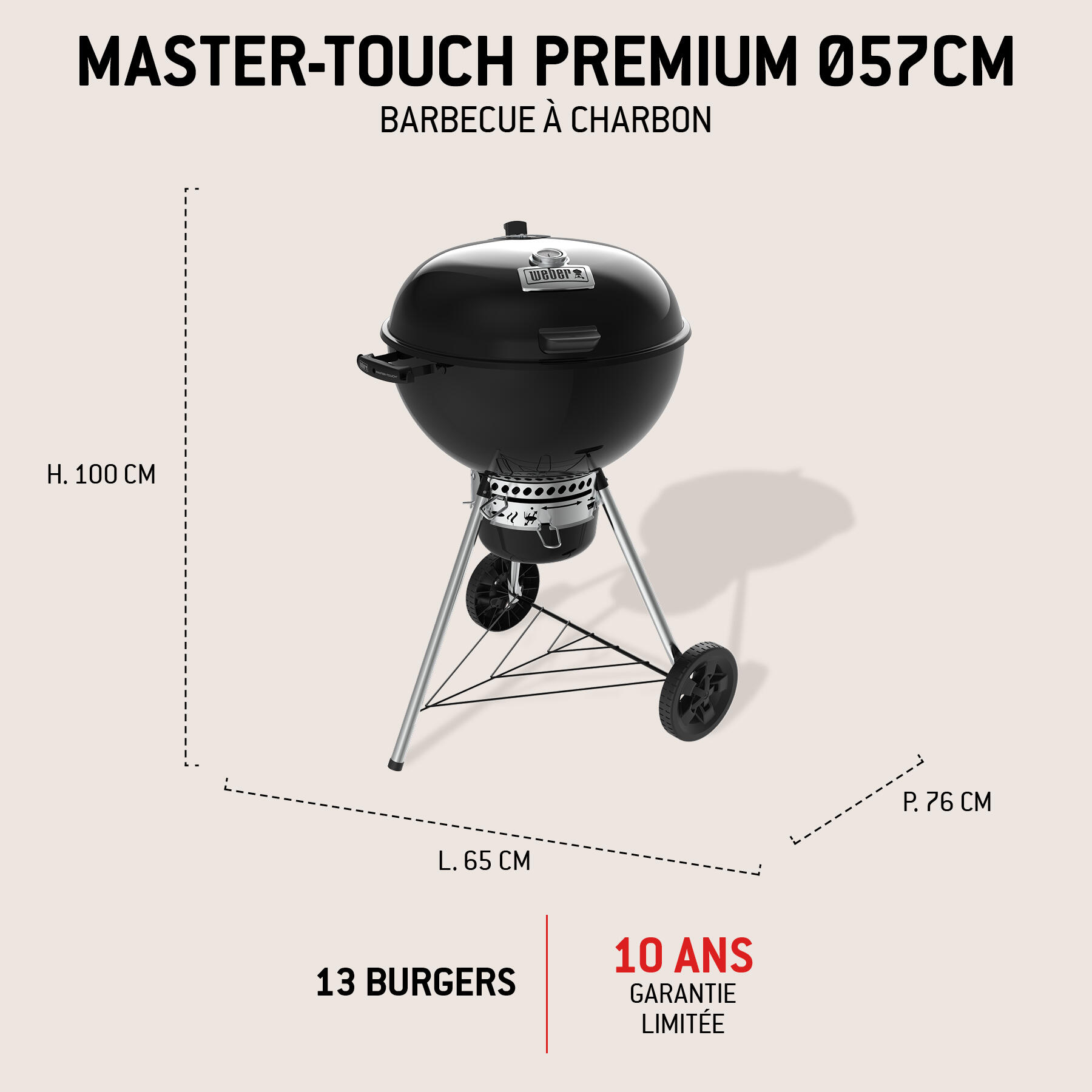 Barbecue au charbon de bois WEBER Master-touch premium E-5770, noir - 15