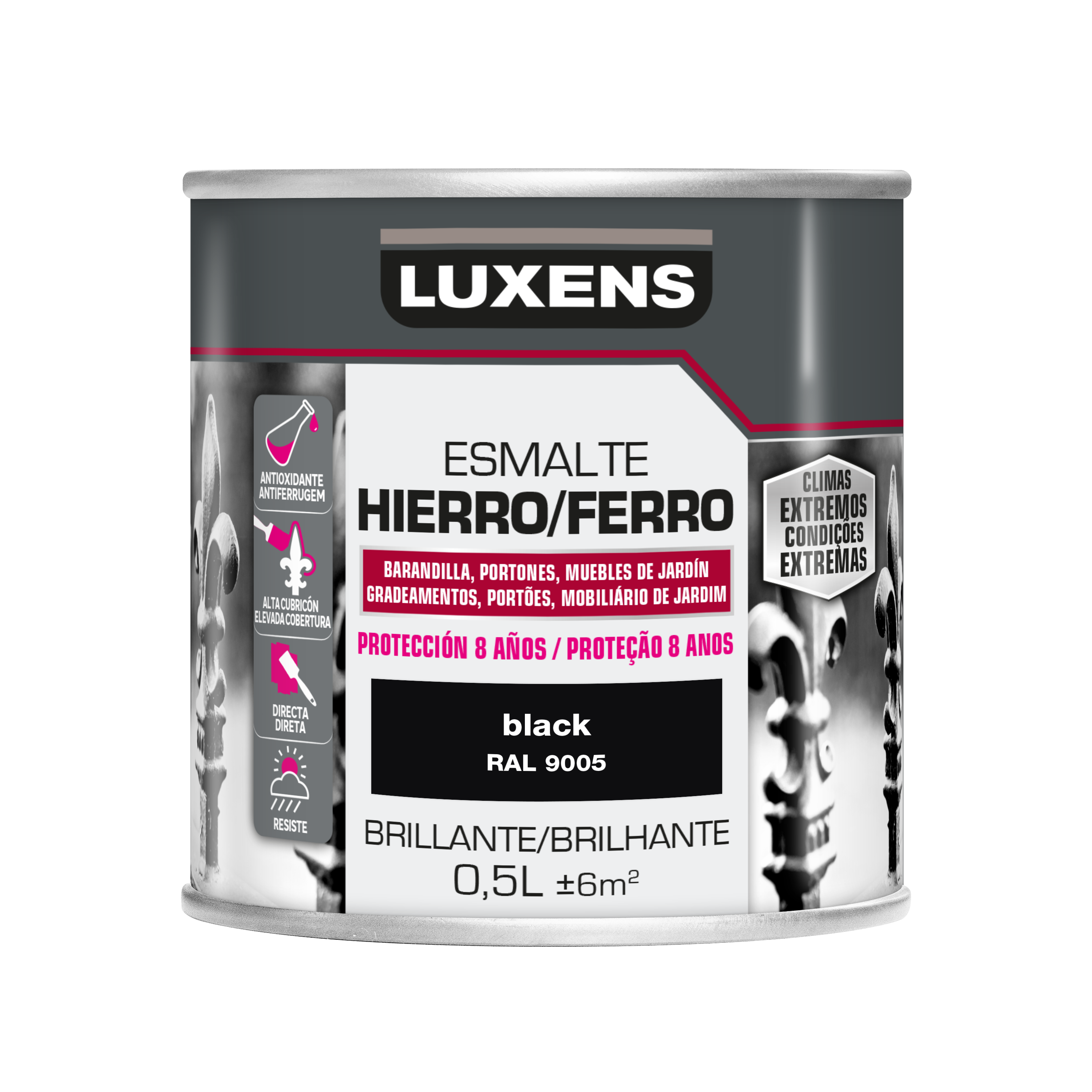 Esmalte LUXENS ANTIOXIDANTE 8 ANOS 0,5L BLACK - 4