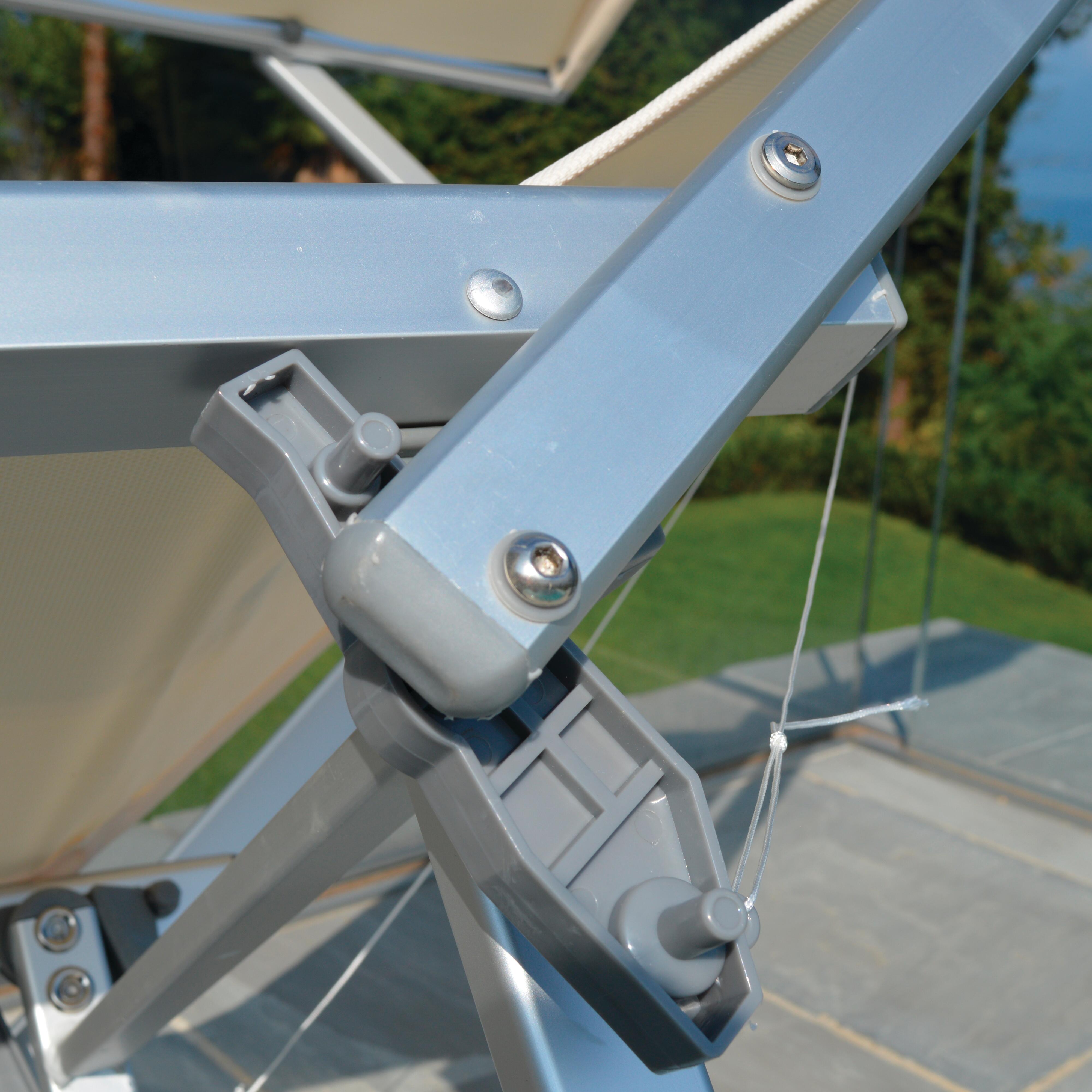 Lettino senza cuscino Basic in alluminio grigio e seduta bianco - 4