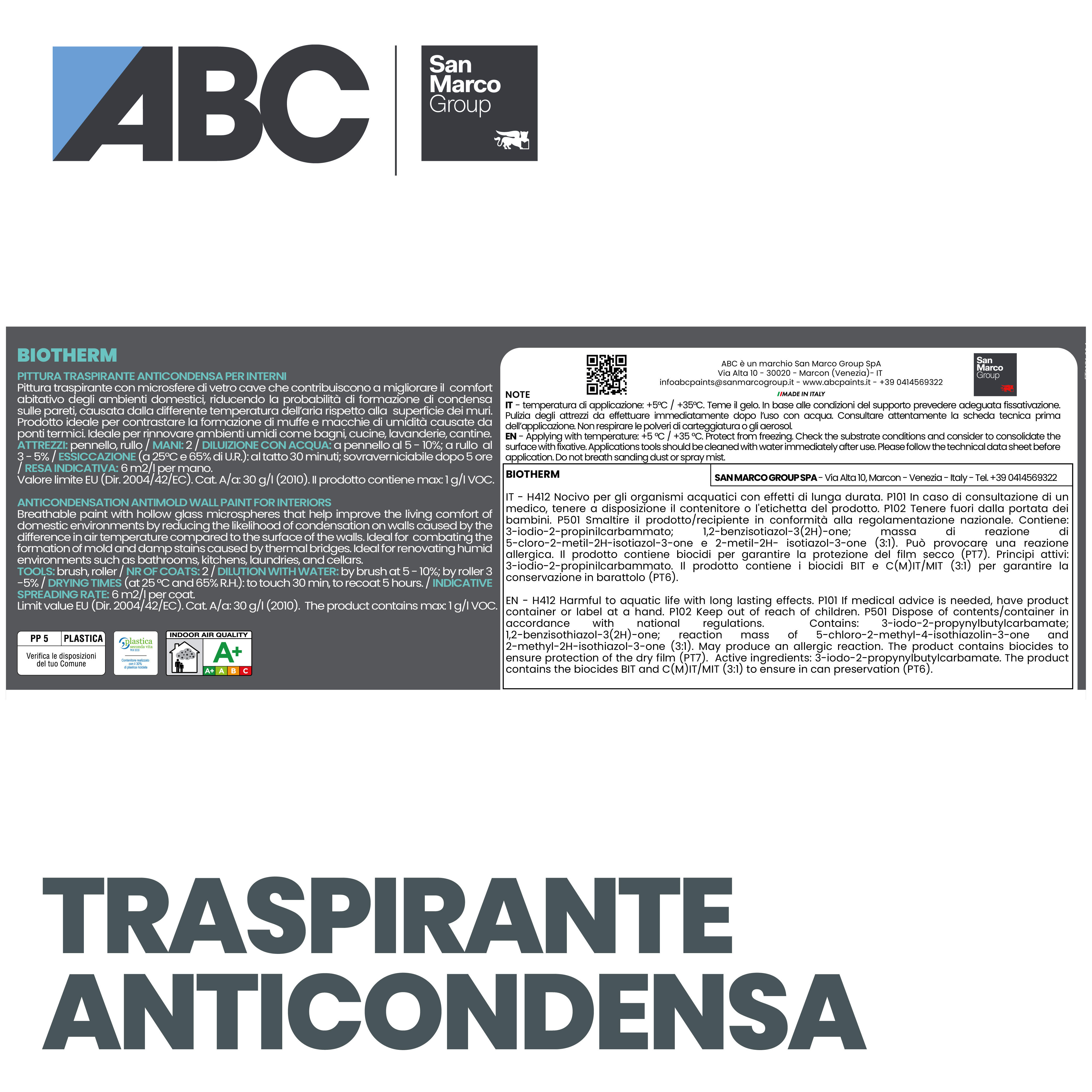 Pittura per interni per parete, bagno e soffitto antiumidità, antimuffa, anti-condensa, ABC Biotherm atermica anticondensa bianco opaco, 10 L - 3