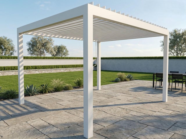 Pergola bioclimatica 406x300 cm in alluminio bianco - Spell