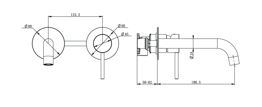 GRIFO DE LAVABO EMPOTRADO IRIS NEGRO MATE - 2