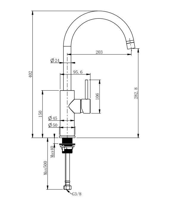 GRIFO LAVABO MONOMANDO CAÑO ALTO ATLANTIS INOX - 3