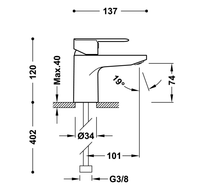 GRIFO LAVABO MONOMANDO PALMA - 3