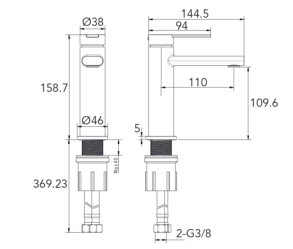 GRIFO LAVABO MONOMANDO RONDO PVD ORO CEPILLADO - 3