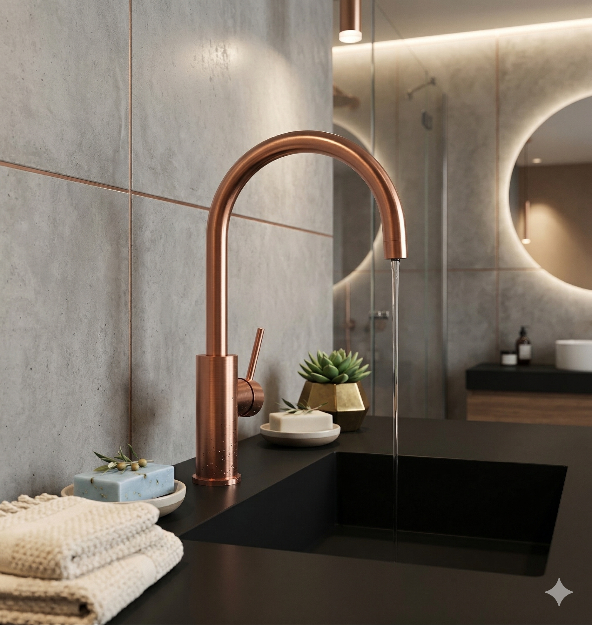 GRIFO LAVABO MONOMANDO CAÑO ALTO ATLANTIS COBRE - 3