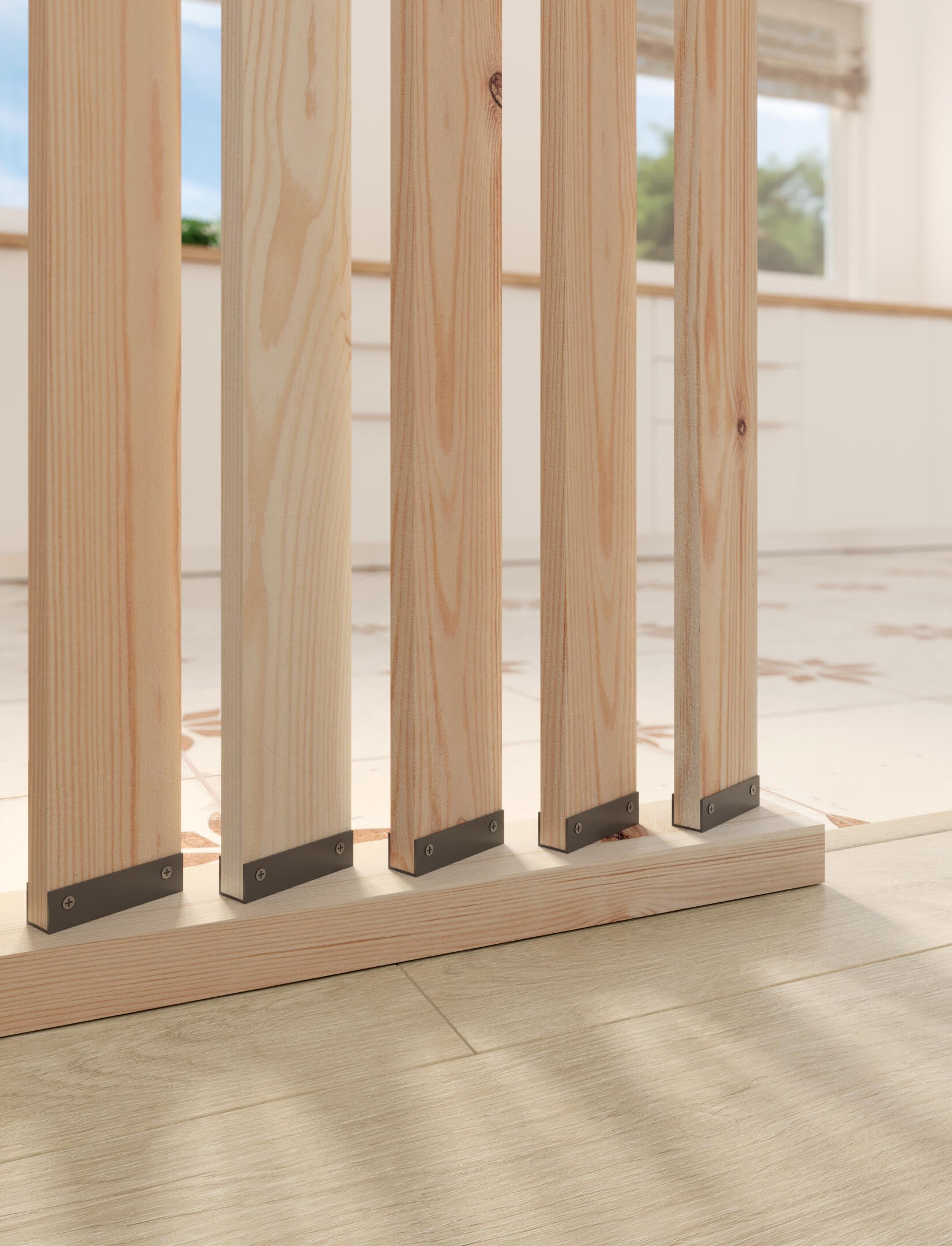 Separador de ambiente recortable madera de pino lamas giratorias medida 50x254cm - 7