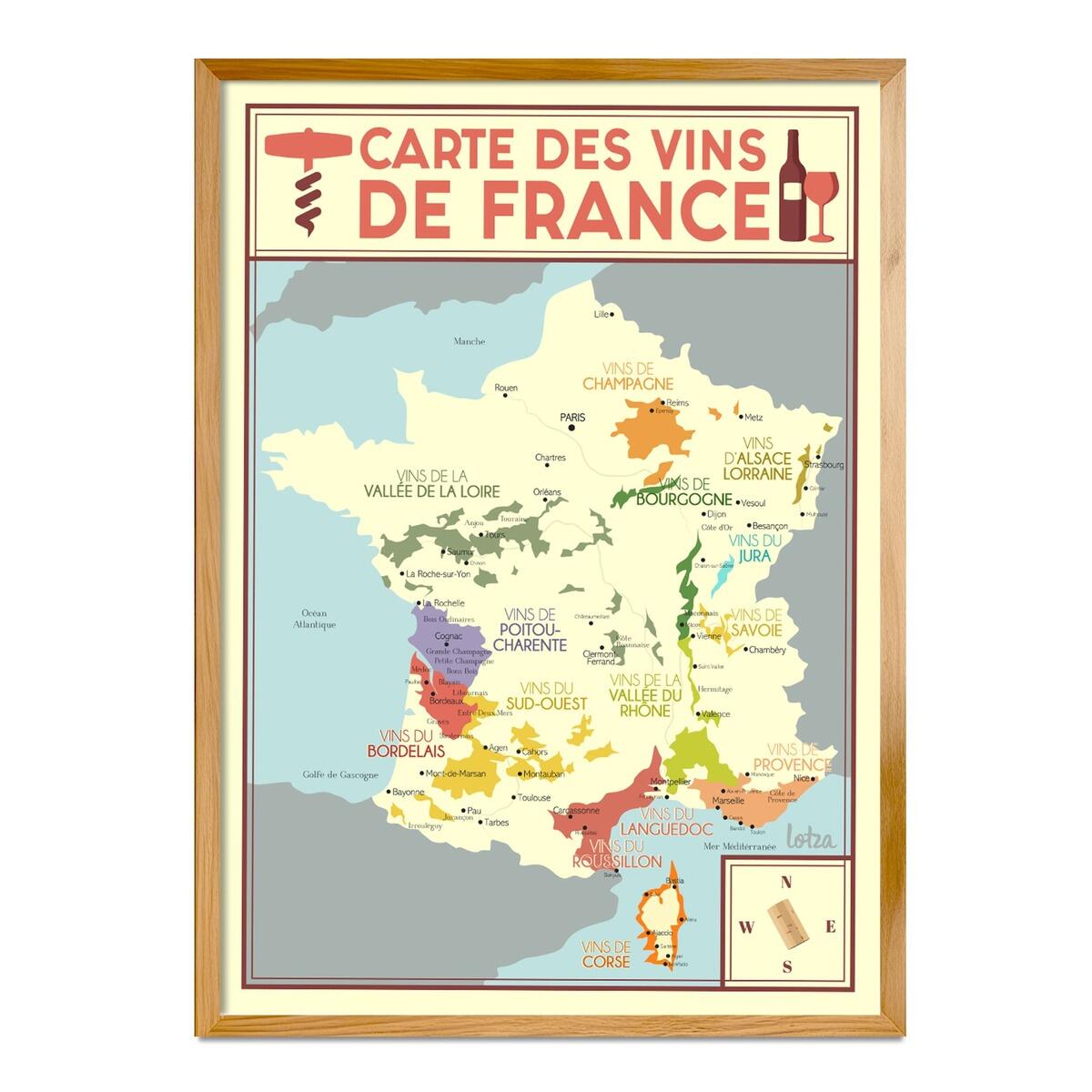 Affiche Carte des vins de France, l.50 x H.70 cm | Leroy Merlin