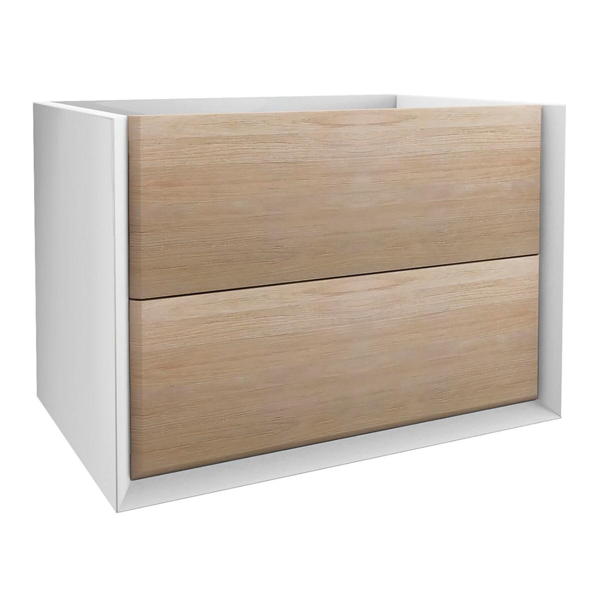 Mobile bagno sospeso con lavabo L 105 x H 51 x P 46 cm bianco/rovere tabacco 2 cassetti per vasca centrale Bellagio - 3