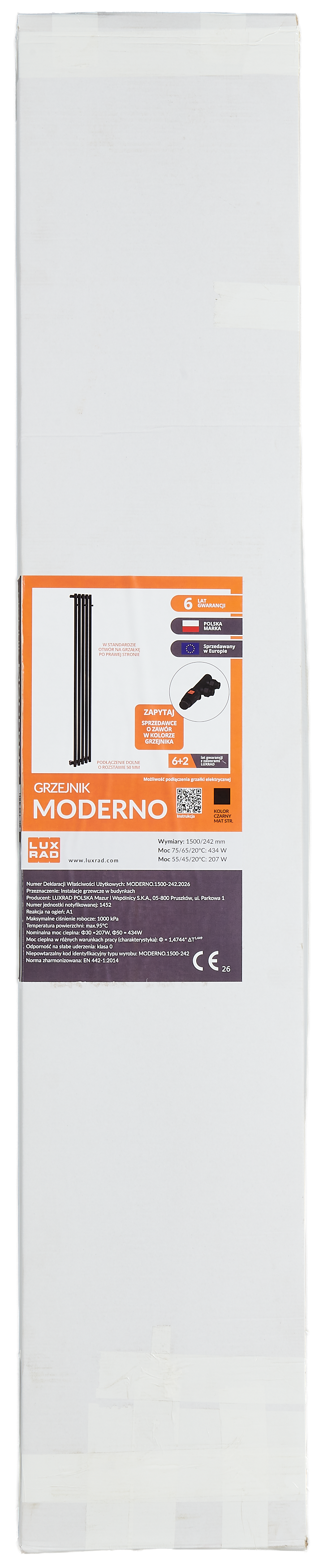 Grzejnik Moderno 150x24.2 cm czarny 10 Bar Luxrad - 4