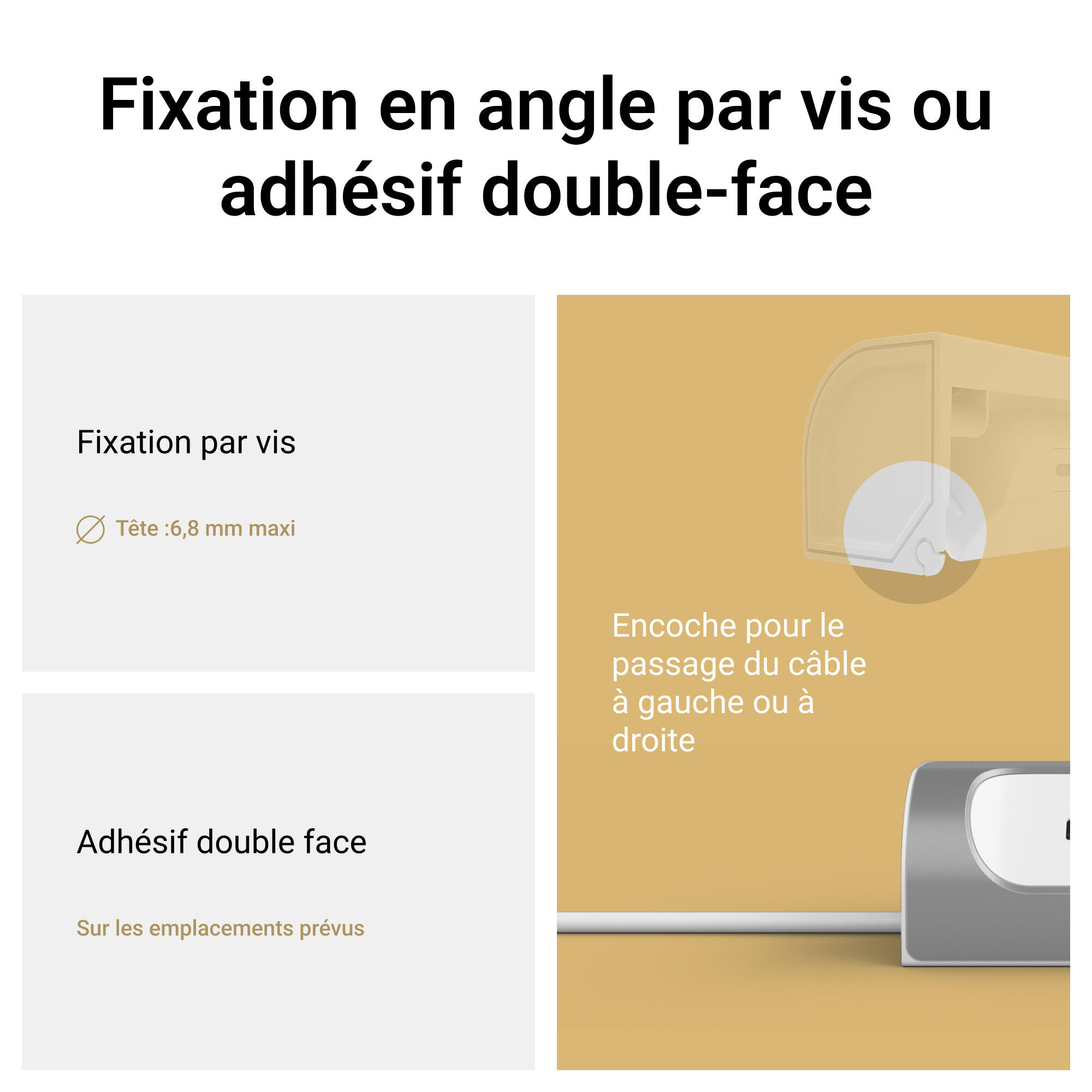 Multiprise d'angle 3 prises 1m avec 1 USB-A + 1 USB-C aluminium LEGRAND - 7