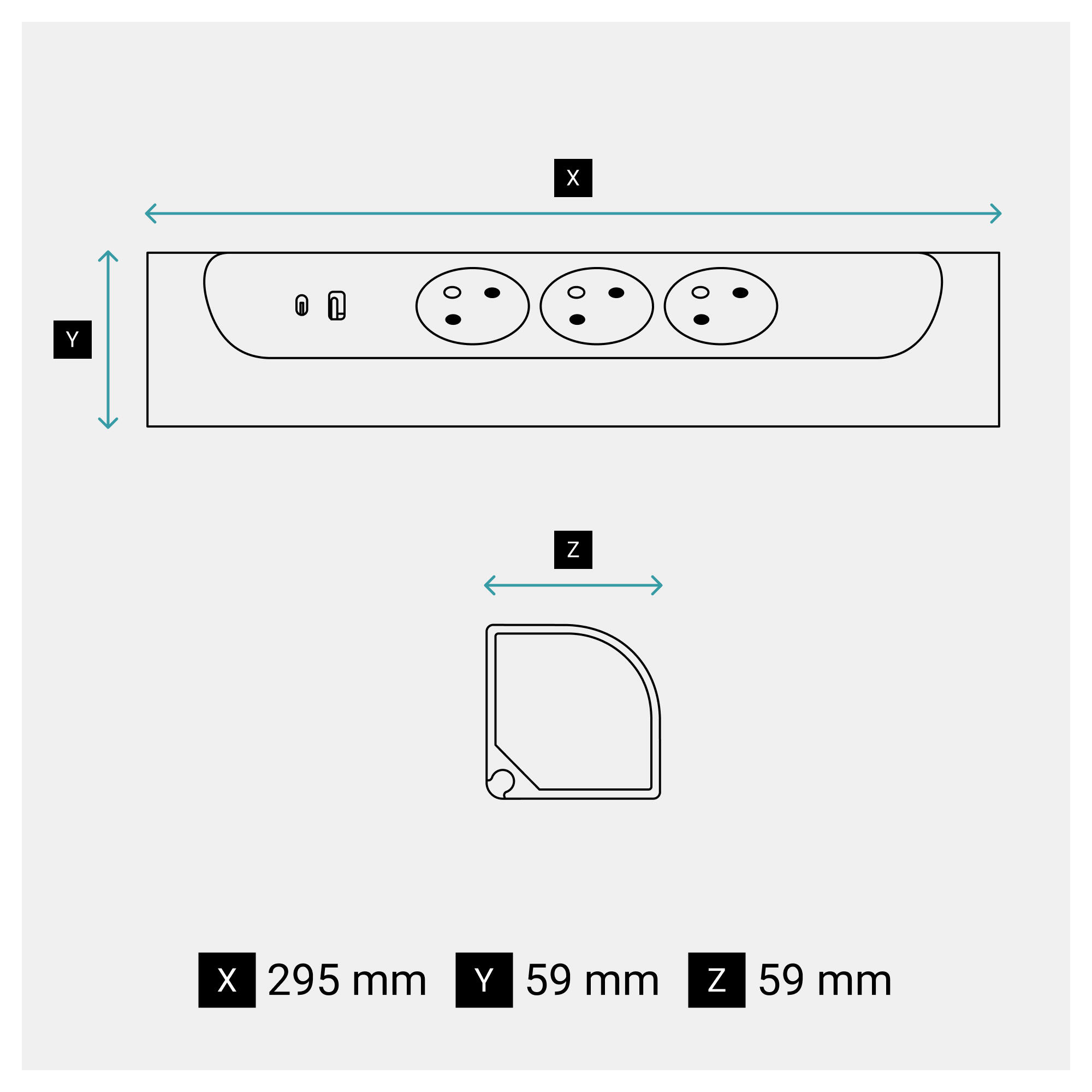Multiprise d'angle 3 prises 1m avec 1 USB-A + 1 USB-C aluminium LEGRAND - 4