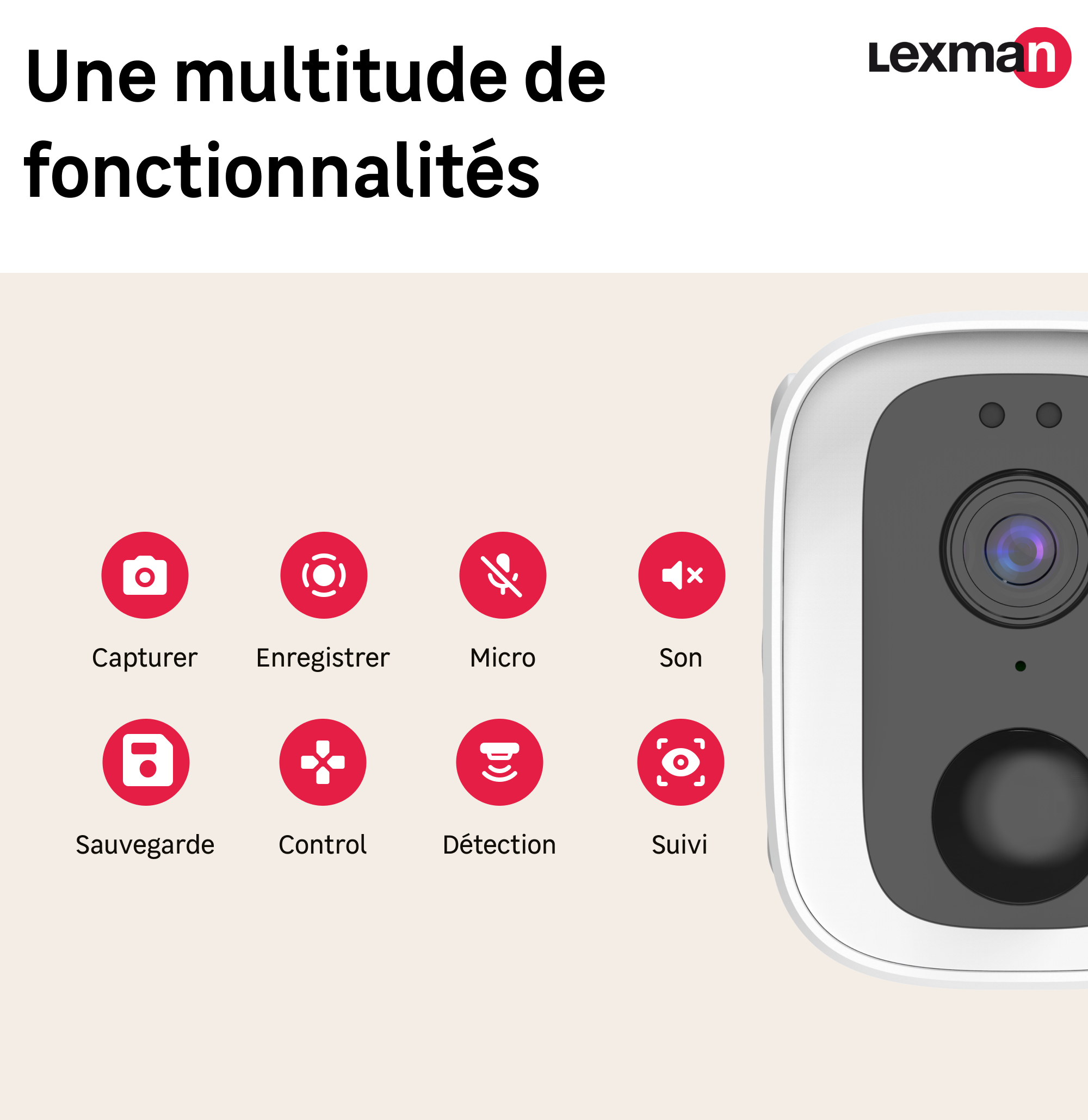 Caméra de surveillance extérieure filaire connectée USB A, LEXMAN - 2