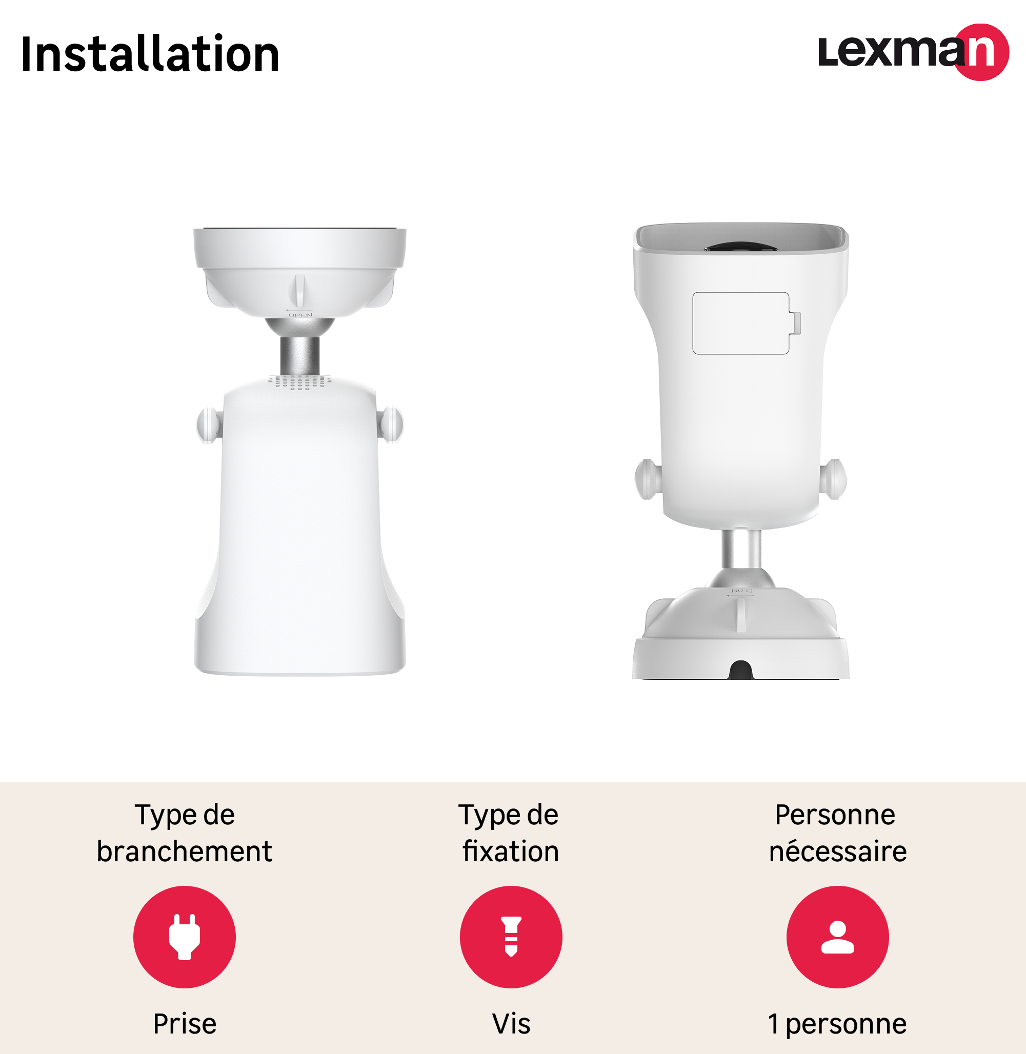 Caméra de surveillance extérieure filaire connectée USB A, LEXMAN - 3