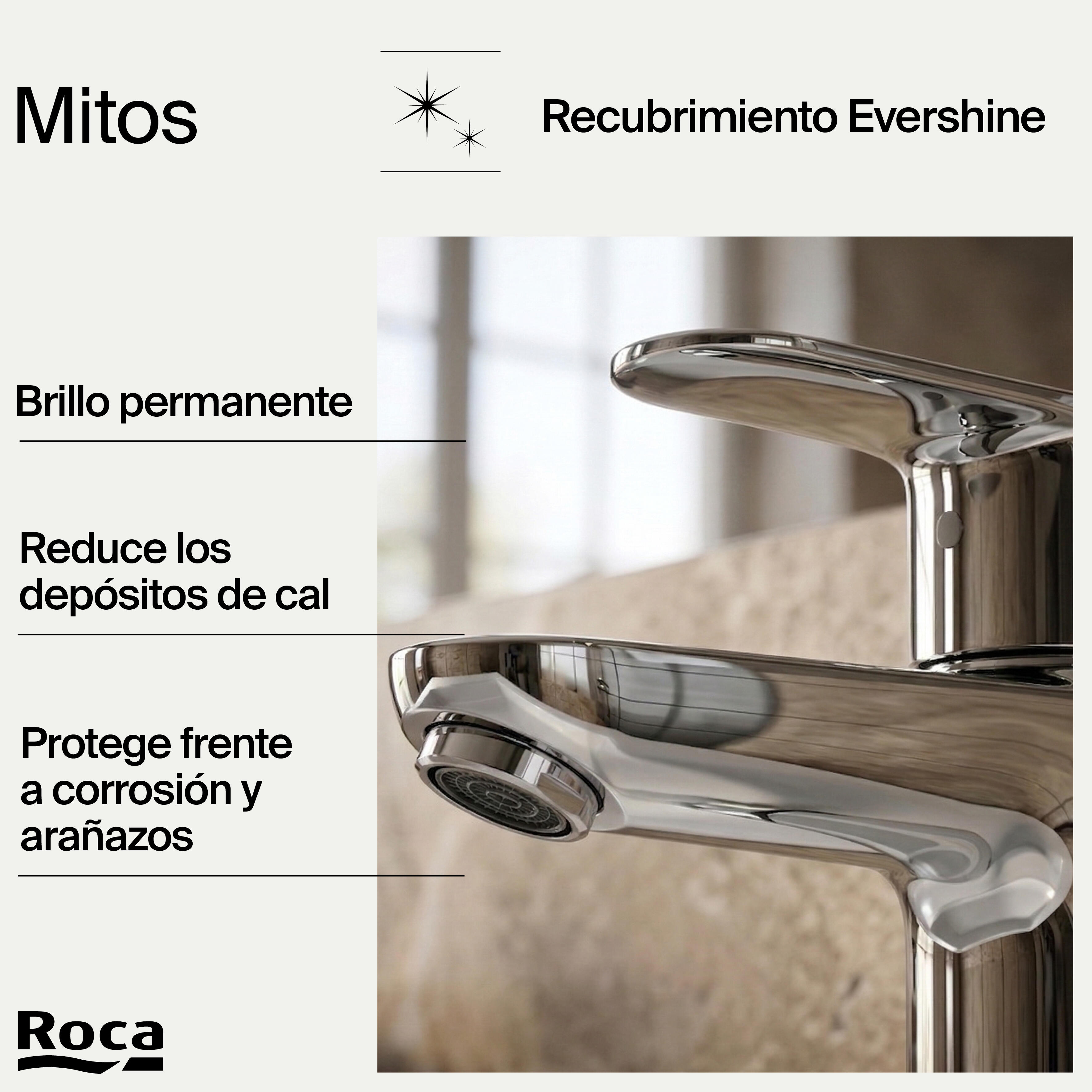 Grifo de lavabo ROCA Mitos-N monomando cromo brillo. Apertura en frío. Antical. Latón. - 10