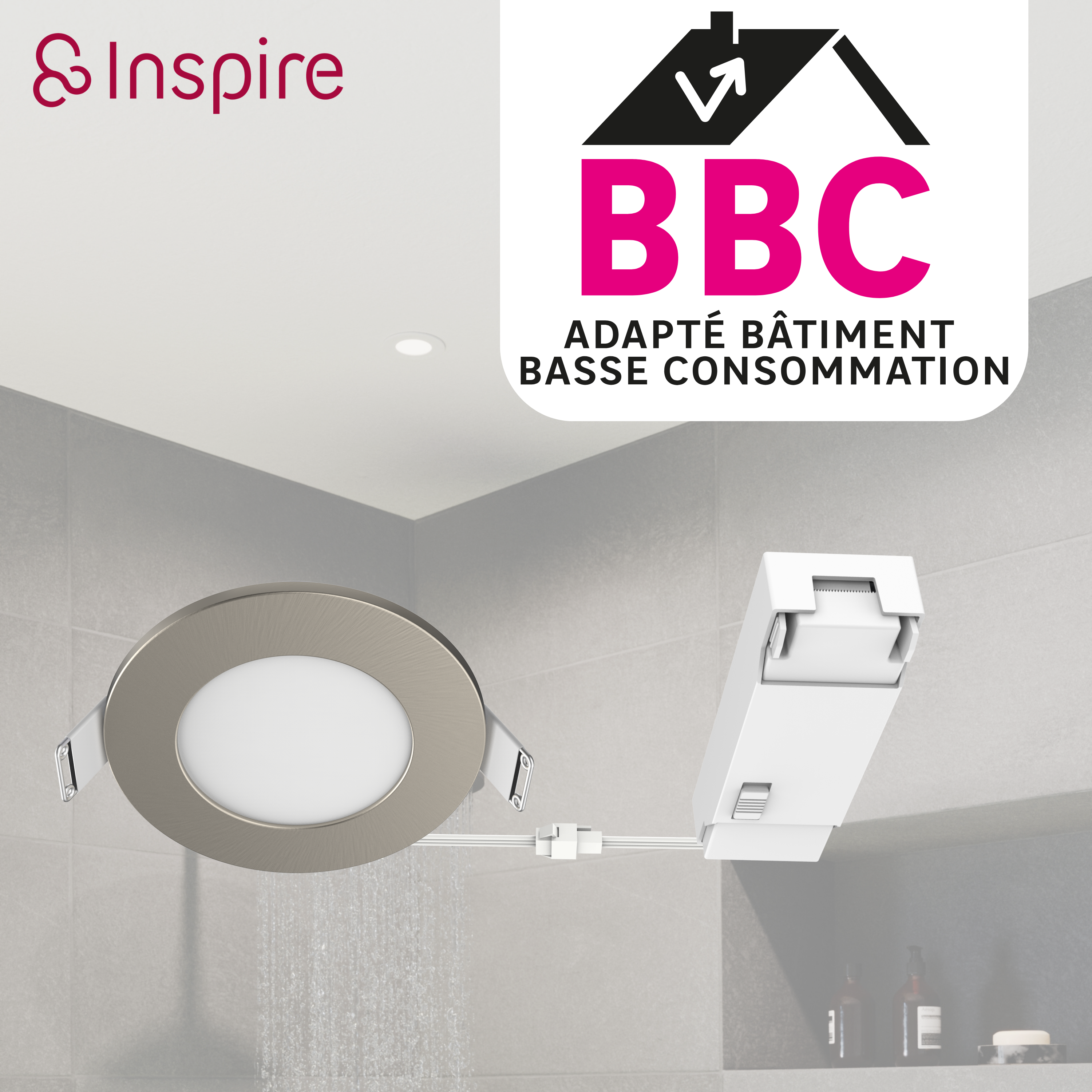 3 spots LED encastré salle de bain IP65 BBC Kilia CCT, acier Inspire - 2