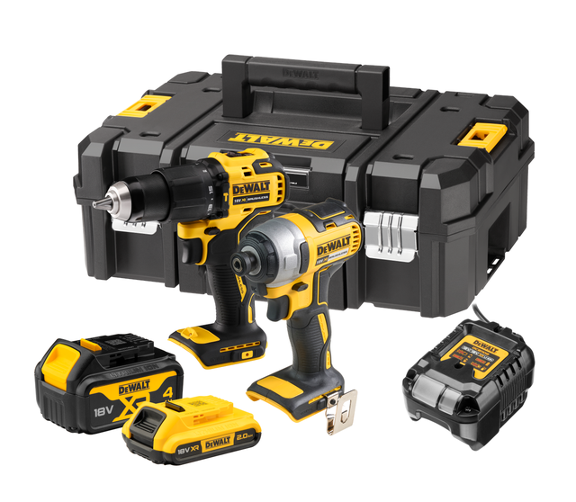 Pack 2 outils Perceuse + Visseuse Choc DEWALT XR 18V, 2Ah et 4Ah, DCK2079MDT-QW