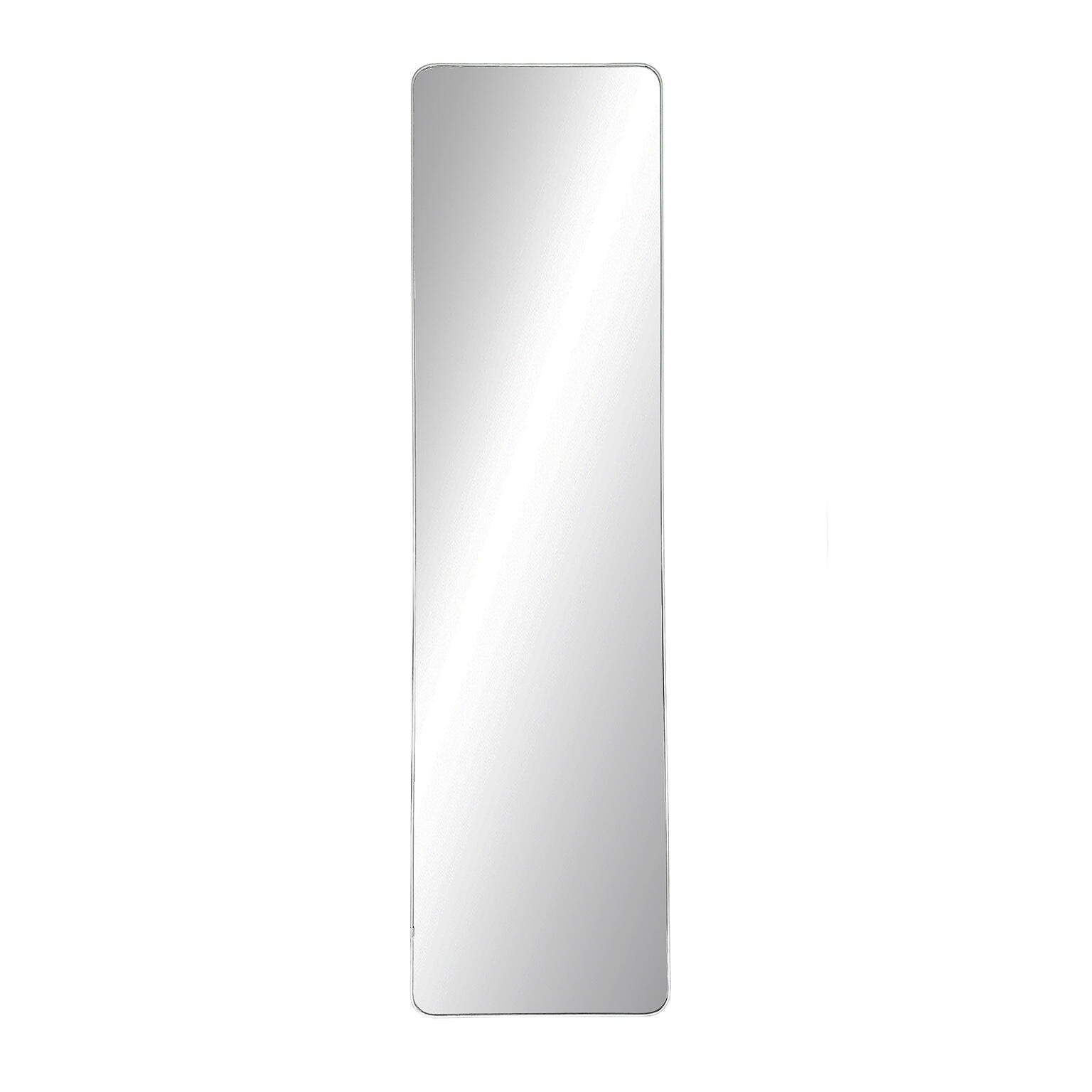 Espejo enmarcado con pie (suelo) rectangular cirix pvc blanco y plata brillante de 40x150 cm